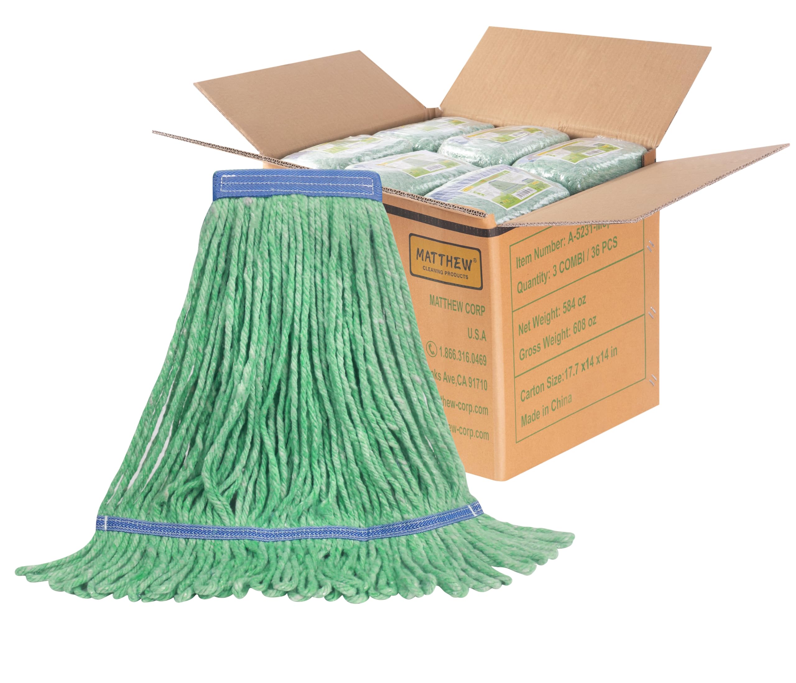Heavy Duty Mop Head Refill - Commercial Grade for Floor Cleaning (36-Pack) - Ideal for Industrial & Wet Cleaning