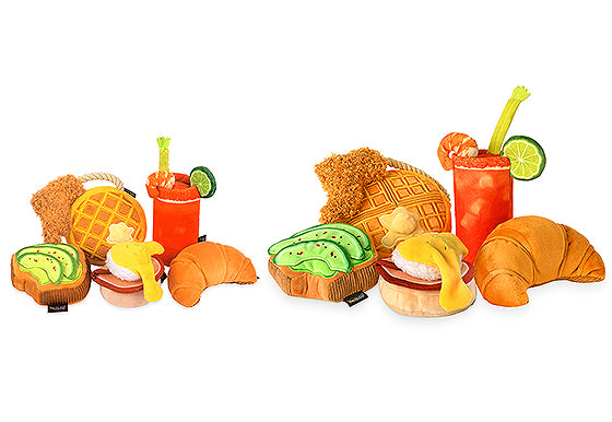 P.L.A.Y. Barking Brunch MINI Plush Dog Toys - Chicken & Waffles for Small Dogs | Cute & Durable Chew Toys for Puppies | Perfect for Indoor Play, Training Rewards & Cuddling