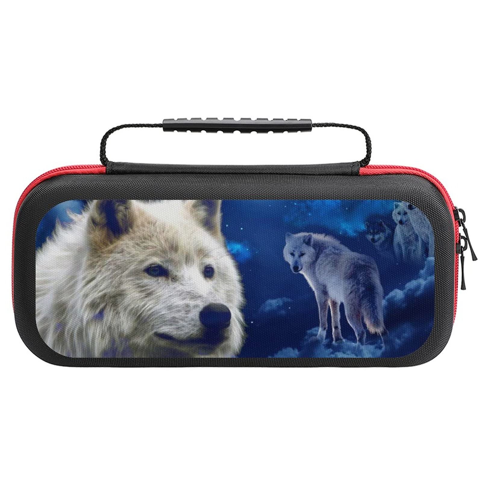 FunnyStar Dream White Wolf Carrying Case for Nintendo Switch - Protective Storage Shell Handbag with Padded Interior | Perfect for Travel, Commuting & Gaming On-The-Go
