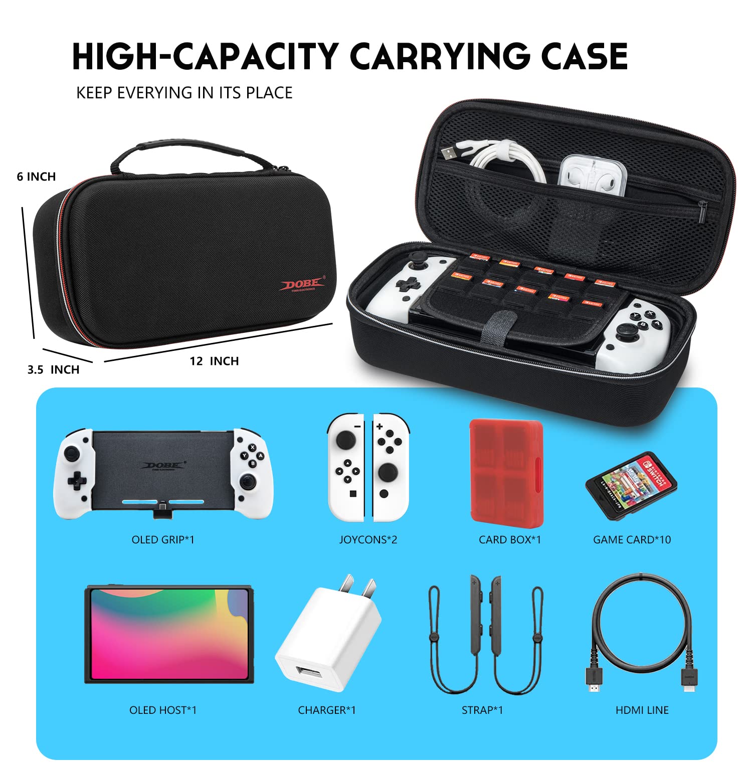 ECHZOVE Ergonomic Switch OLED Controller Grip - Comfortable Nintendo Switch Pro Controller Holder with Protective Carrying Case for Gaming On-The-Go | Perfect for Travel, Commuting & Home Entertainment