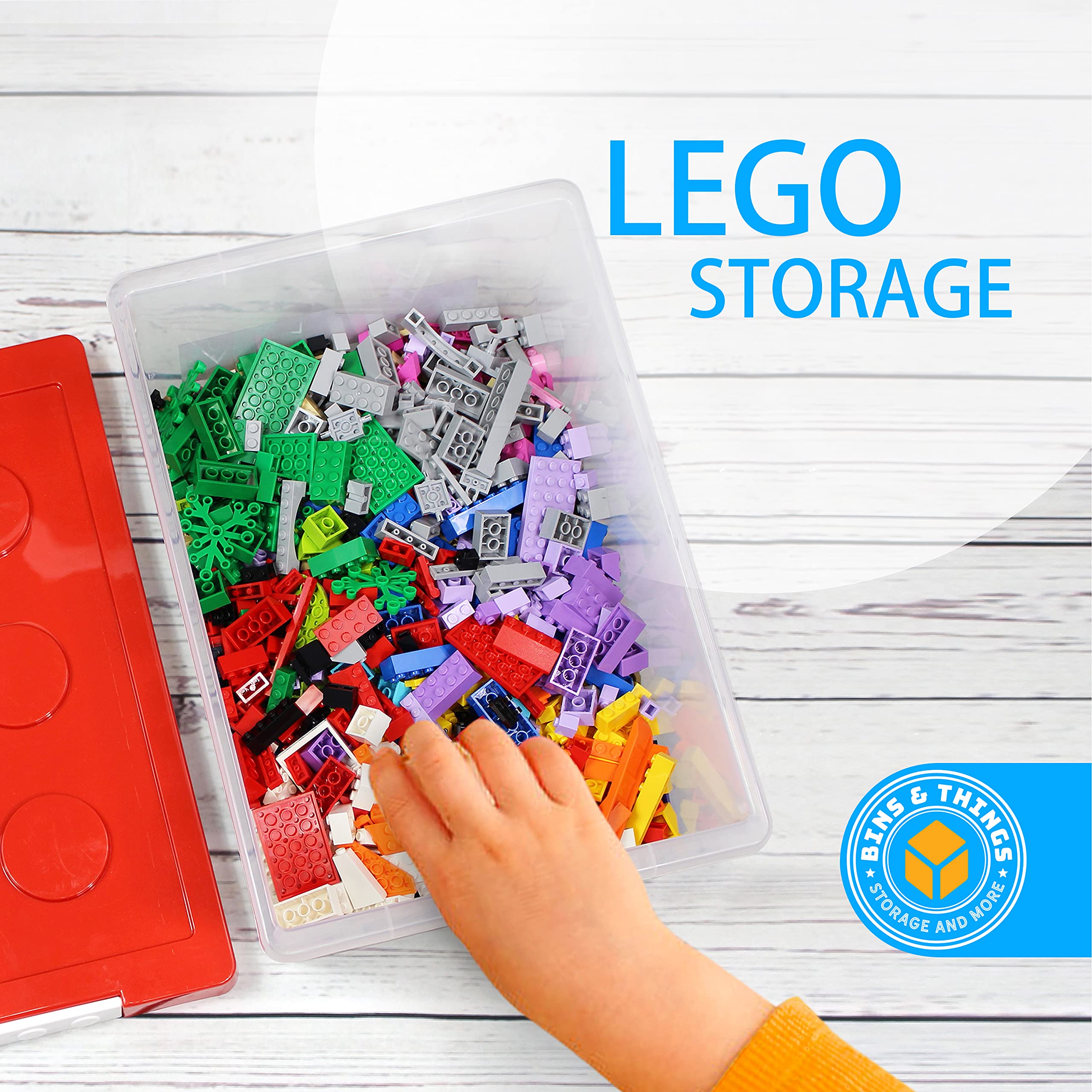 Lego Organizers and Storage Set of 2 - Large & Small Stackable Clear Plastic Bins for Toys | Puzzle, Doll, Car & Toy Storage Solutions | Perfect for Kids' Room, Playroom & Classroom Organization