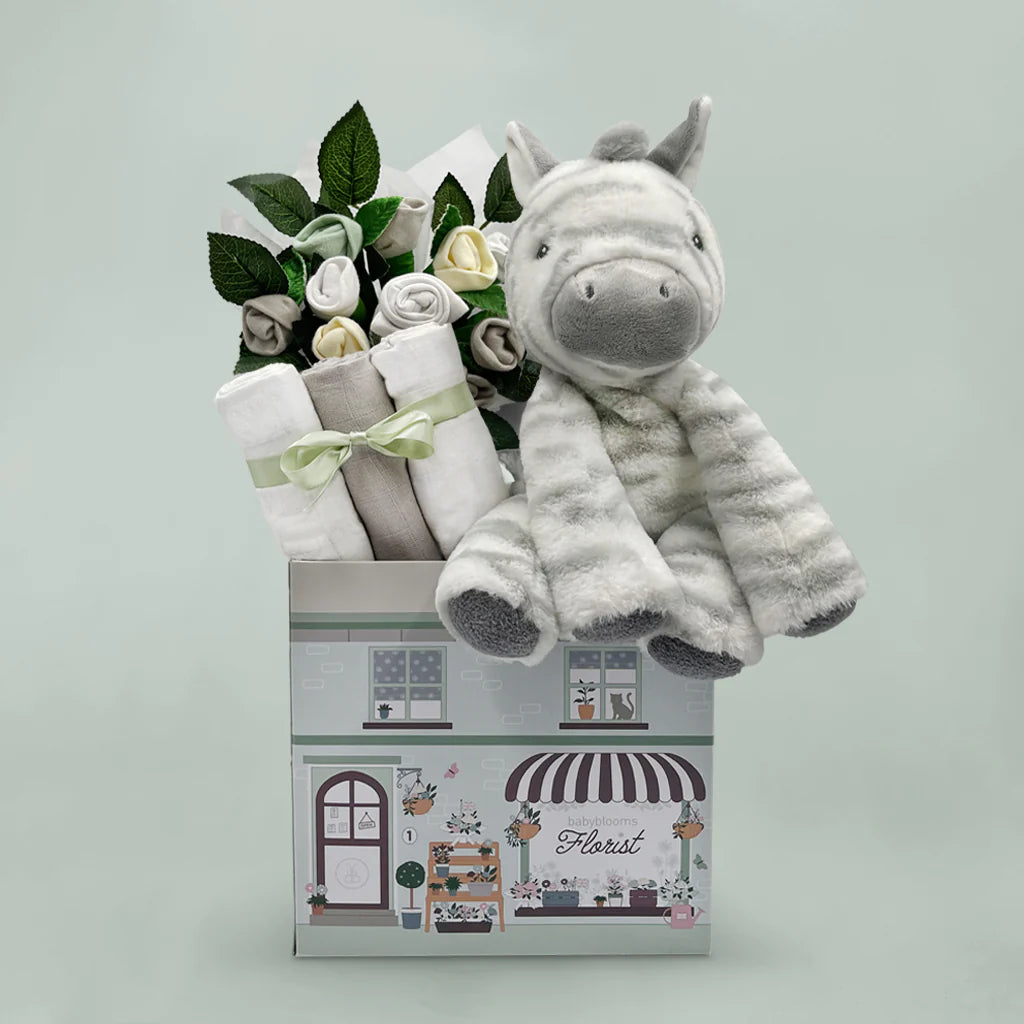 Zebra Print Neutral Welcome Gift Box - Elegant & Stylish Present for Housewarming, Baby Shower, Bridal Party - SKU: LBG1038 | Perfect for New Home, Wedding & Special Occasion Gifts