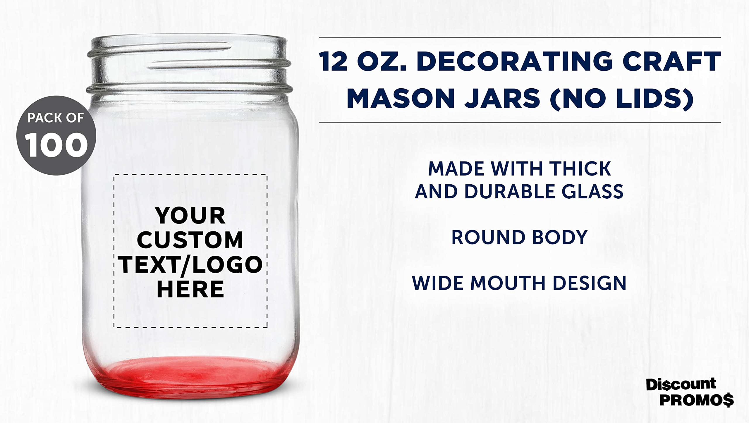100-Pack 12oz Custom Mason Jars Bulk Set - Personalized Glass Containers for Overnight Oats, Candies, Pickles, Spices & Beverages | Perfect for DIY Gifts, Wedding Favors, Party Decor & Kitchen Storage (Red)