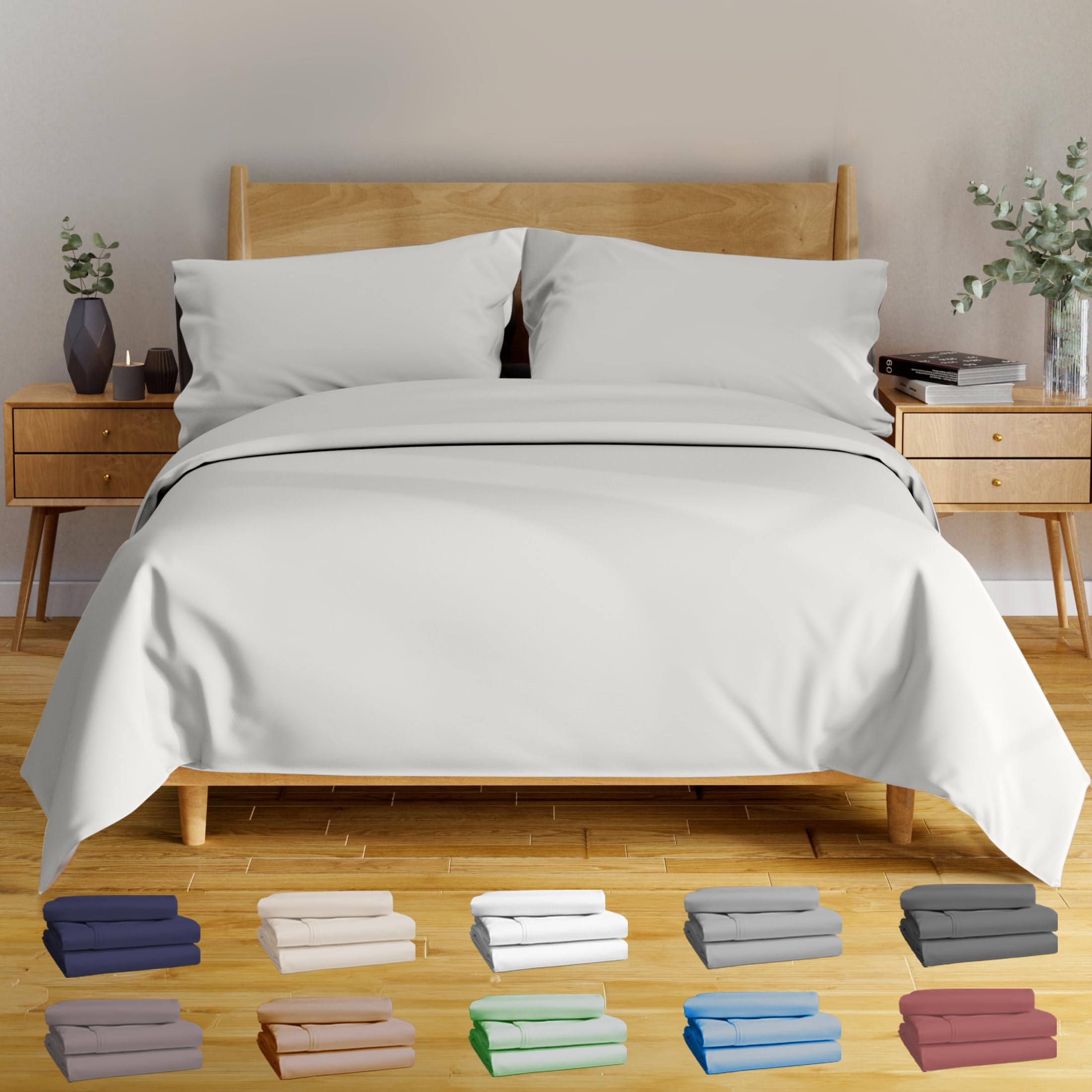 BAMPURE Luxury King Size Bamboo Viscose Sheet Set - 100% Bamboo-Derived, Ultra Soft & Cooling Bed Sheets for Hot Sleepers - Fits Mattresses Up to 16
