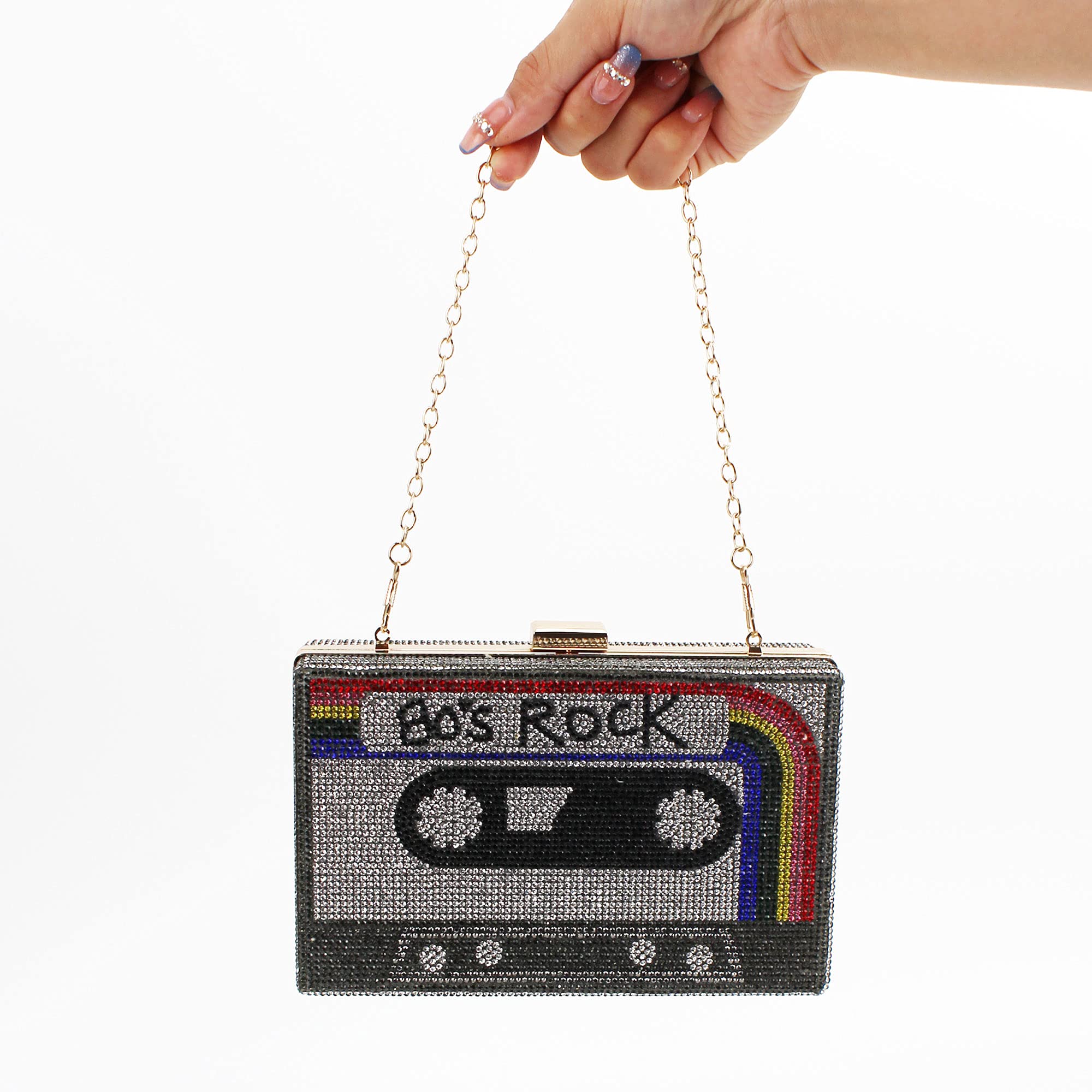 Vintage Retro Radio Shape Crossbody Bag for Women - PU Leather & Metal Evening Clutch Purse - Perfect for Parties, Concerts & 1950s Themed Events