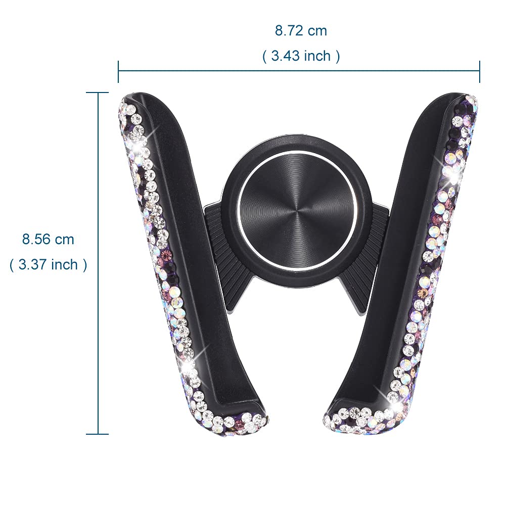 Universal Car Phone Mount Holder - Purple AB Crystal Bling Air Vent & Dashboard Stand for iPhone, Samsung, Google Pixel | Perfect for Driving, Navigation & Hands-Free Calls