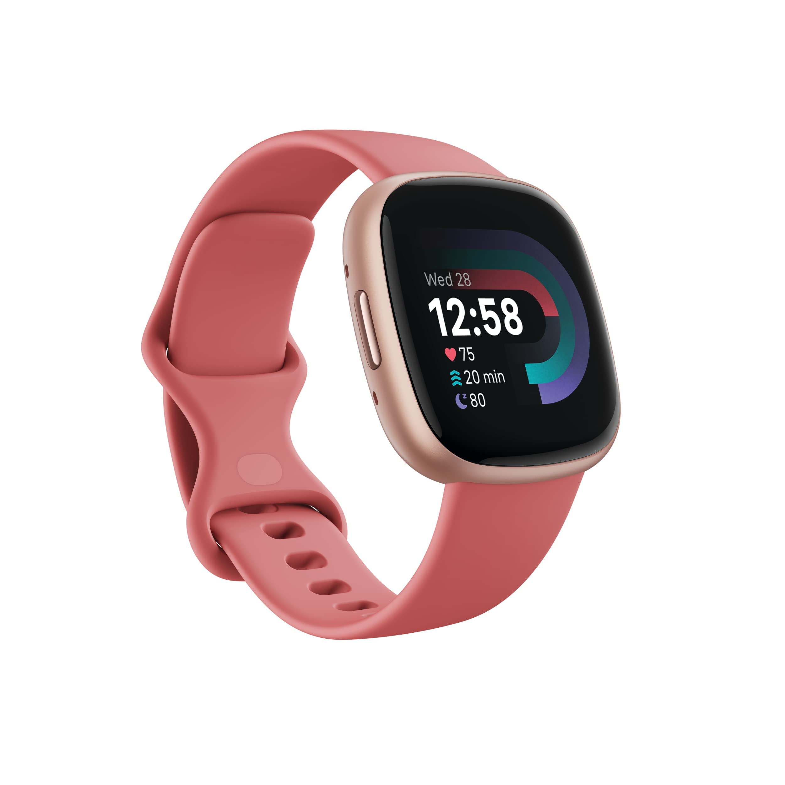 Fitbit Versa 4 Smart Watch for Women & Men - GPS Fitness Tracker with Heart Rate Monitor, Sleep Tracking, 40+ Exercise Modes, Water Resistant - Pink Sand/Copper Rose (Renewed) - Perfect for Running, Swimming & Daily Activity Tracking