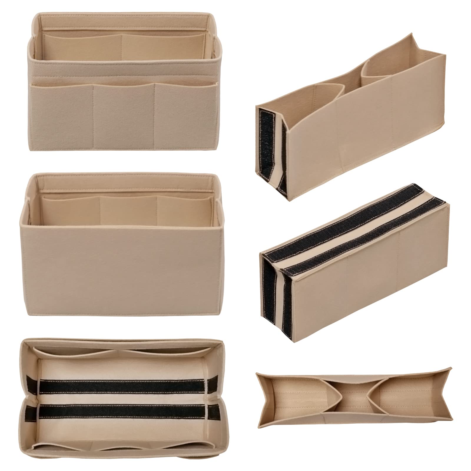 Felt Purse Organizer Insert with 14 Pockets - Small Beige Handbag Organizer for Tote Bags | Perfect for Travel, Work & Everyday Use