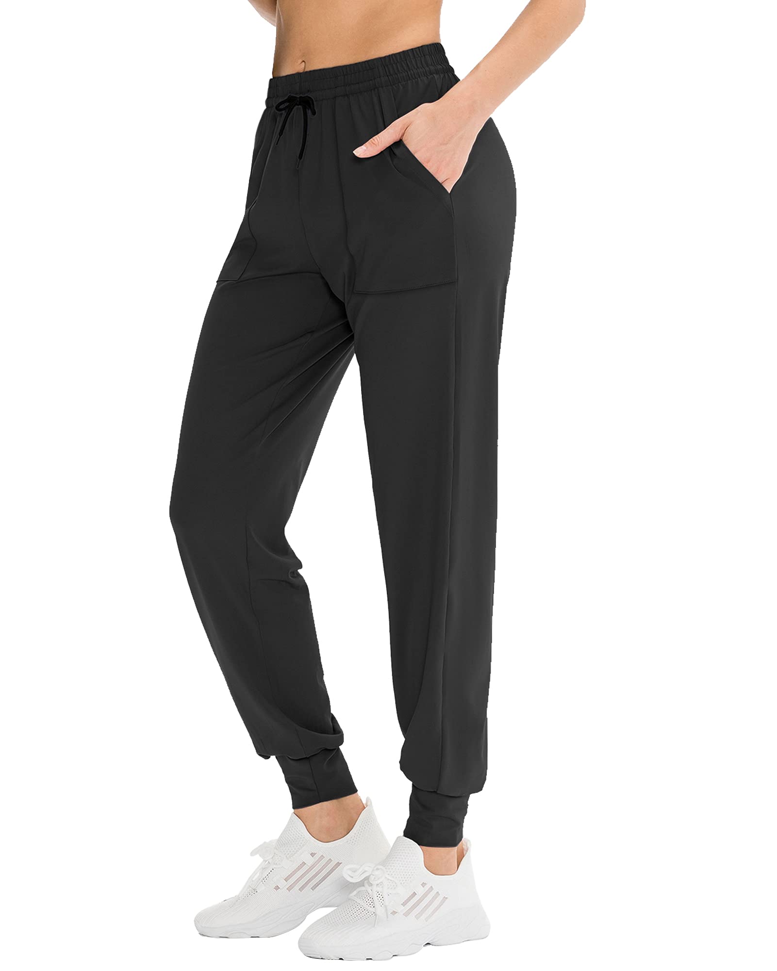 Siliteelon Women's High Waist Yoga Sweatpants - Quick Dry Joggers with Drawstring & Pockets for Running, Workout, Lounge & Travel
