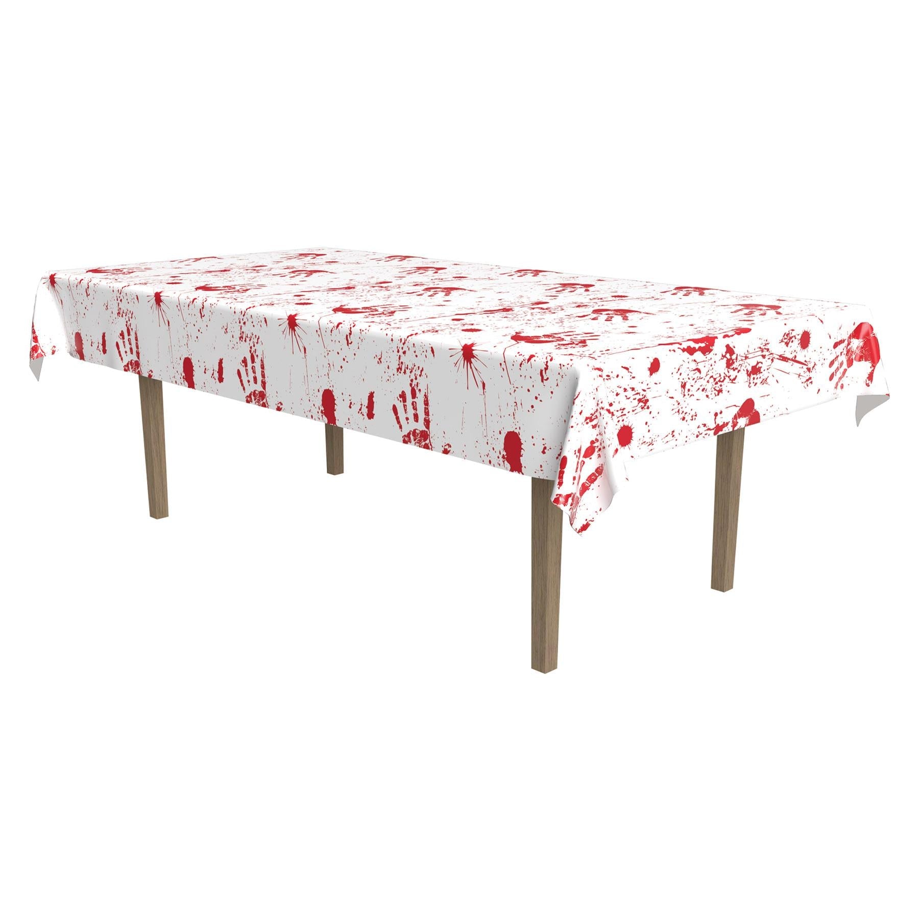 12 Pack Beistle Halloween Bloody Handprints Tablecover - Spooky Party Decor for Halloween, Haunted House & Horror Themed Events - Perfect for Dining Tables, Buffets & Scary Decorations