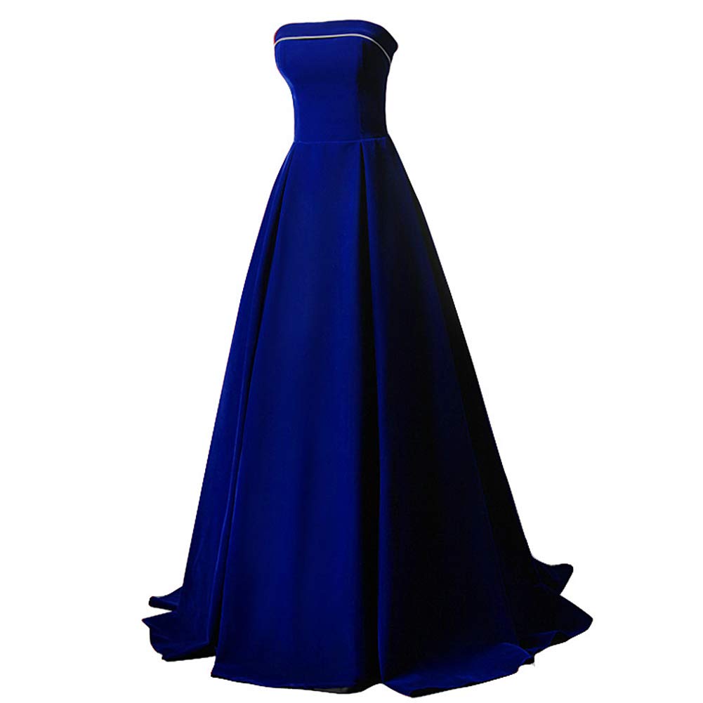 Elegant Velvet Strapless Wedding Dress for Women - Double Neck Long Formal Prom Gown | Perfect for Bridal, Evening Parties & Special Occasions