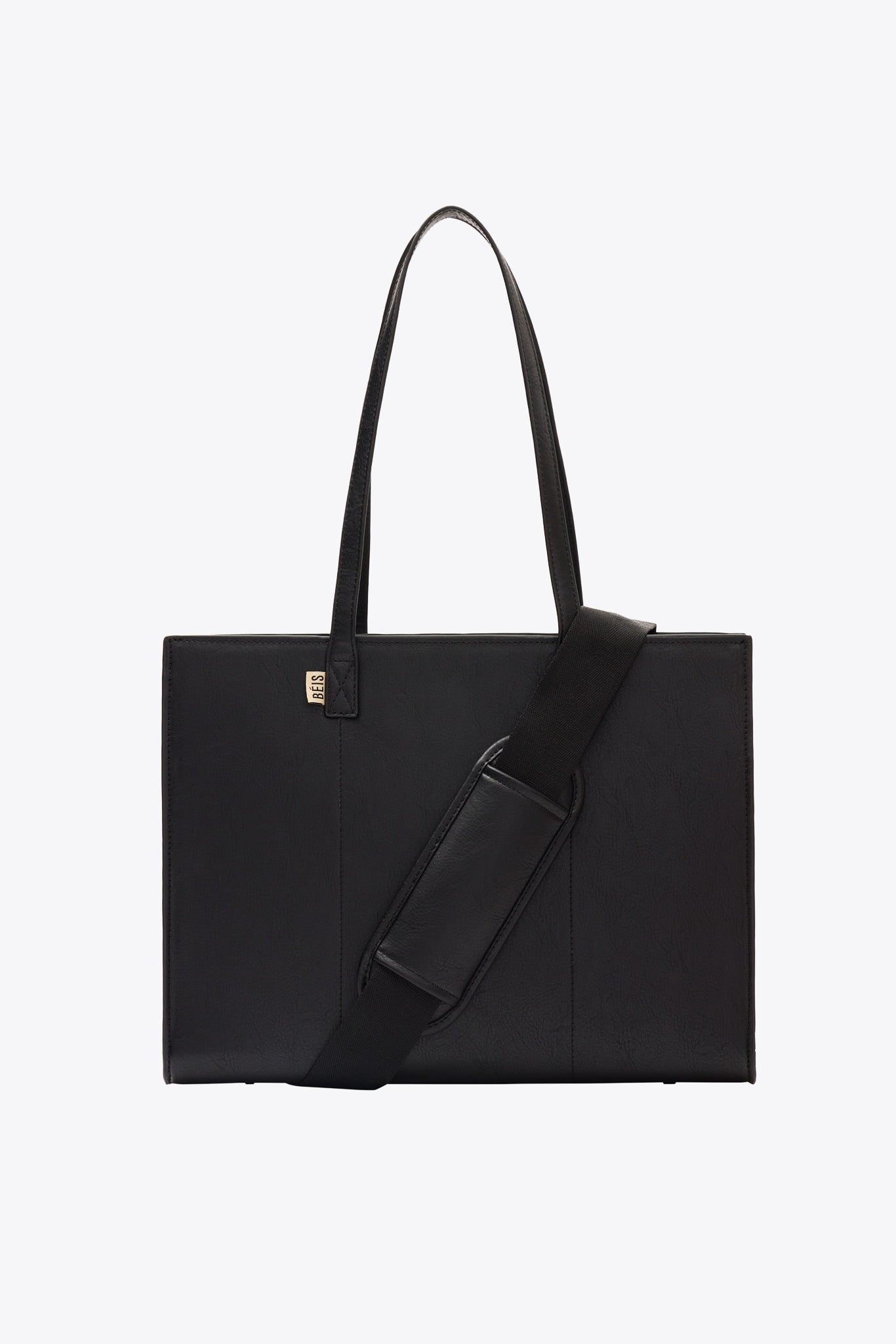 Premium Black Leather Work Tote Bag for Women - Professional Office Laptop Bag with Spacious Compartments | Ideal for Business Meetings, Commuting & Travel