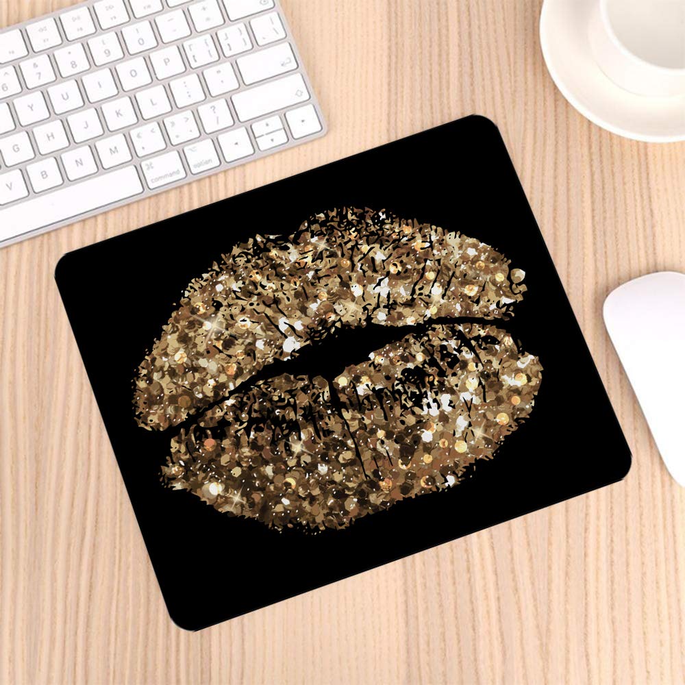 Glamorous Gold Sequin Gaming Mouse Pad - Non-Slip Rubber Base for Computer, Laptop, Office & Home Use - 9.5