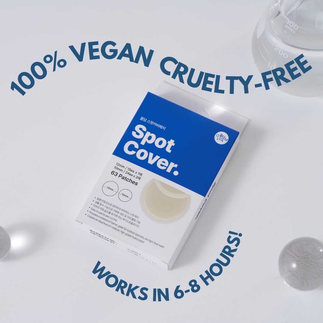 Oldam Hydrocolloid Acne Pimple Patches - 63 Count Vegan Spot Treatment Stickers for Face, Blemishes & Zits | Cruelty-Free Acne Cover for Overnight Healing & Daytime Wear