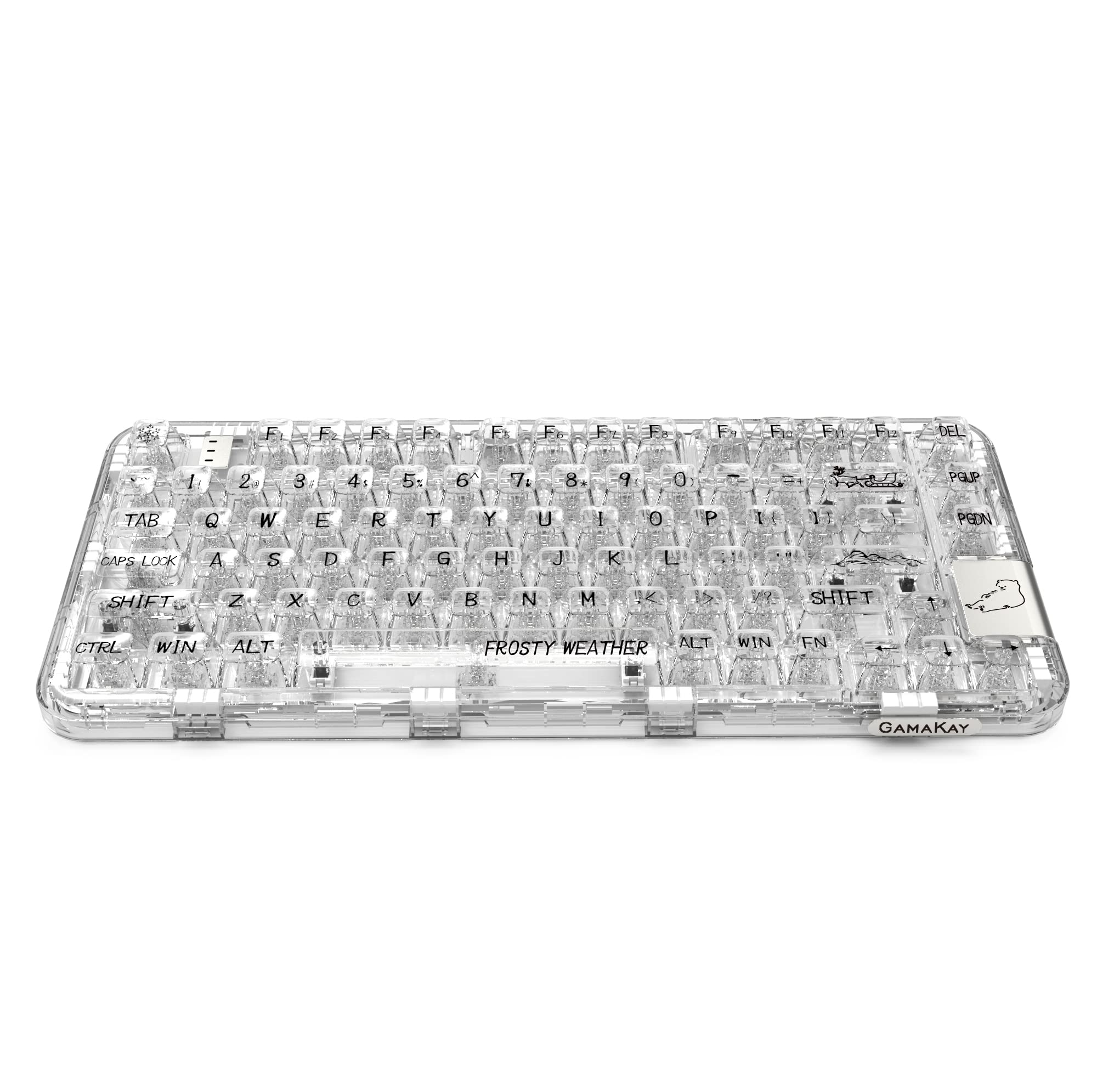 GK GAMAKAY GK75 75% RGB Transparent Gasket Mechanical Keyboard - Bluetooth/USB-C Wired/2.4GHz Wireless, 80 Keys Hot Swappable, KSA Profile PBT Keycaps for Gaming & Typing - Compatible with Windows & Mac (GamaKay Crystal Switch) - Perfect for Esports, Office Work & Content Creation