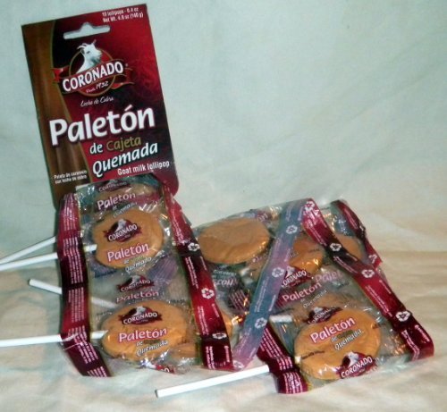 Authentic Mexican Goat Milk Candy Lollipops - Coronado Paleton De Cajeta Quemada - 10-Piece Pack - Traditional Caramelized Goat Milk Treats - Perfect for Parties, Gifts & Mexican Dessert Lovers