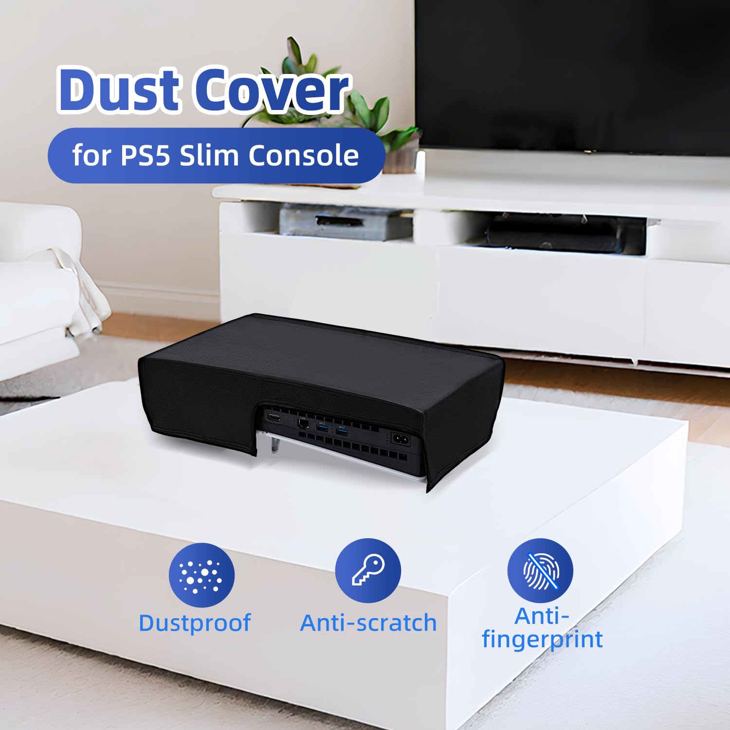 Tolesum Scratch-Resistant & Waterproof PS5 Slim Digital Edition & Disc Console Protective Cover - Horizontal, Black - Perfect for Gaming Setups & Travel Protection