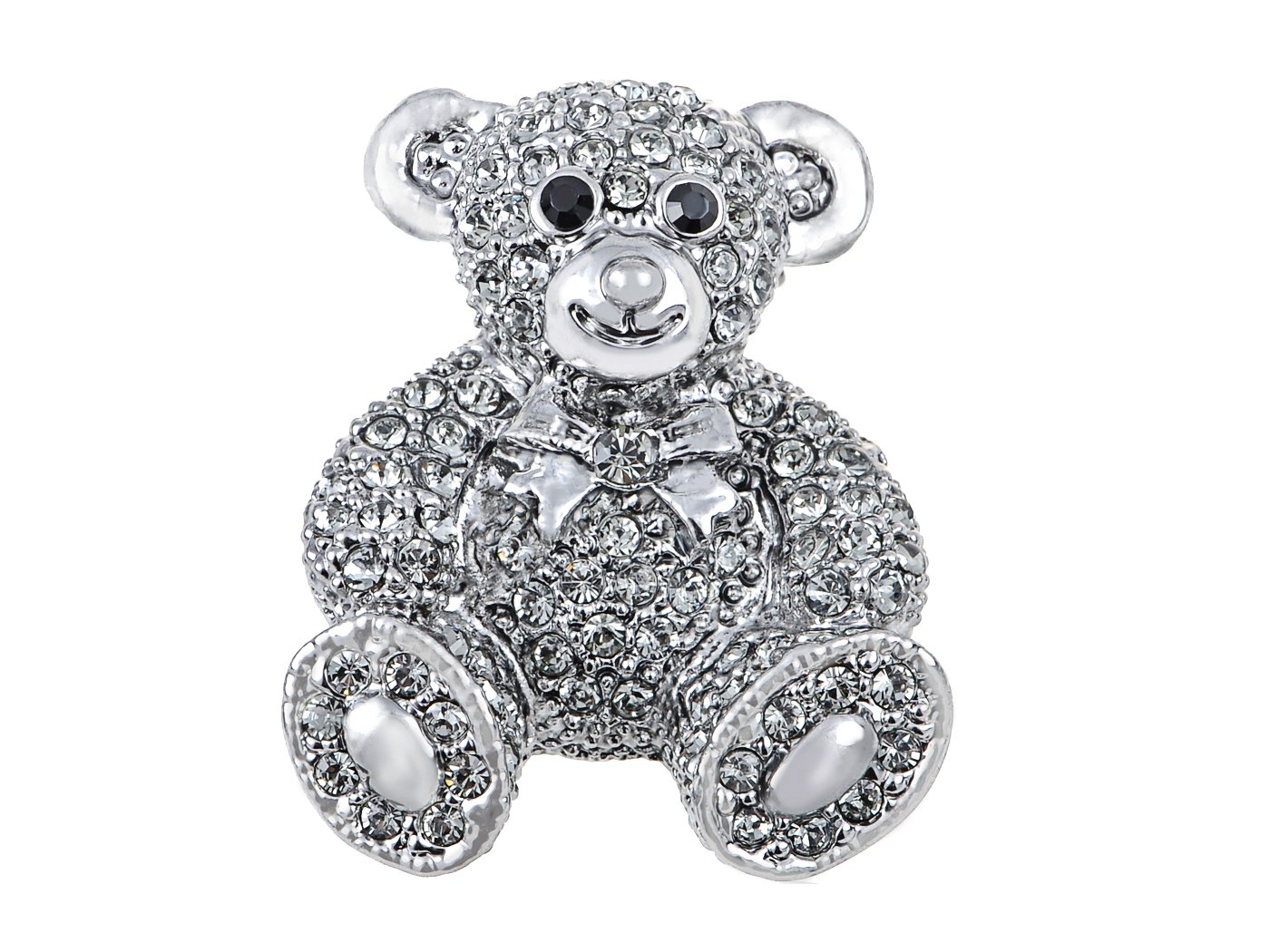 Vintage Teddy Bear Brooch Pin - Cute Silver Tone Stuffed Animal Lapel Pin for Valentine's Day Gifts, Women's Fashion Accessories | Perfect for Valentine's Day, Anniversaries, Weddings & Everyday Wear