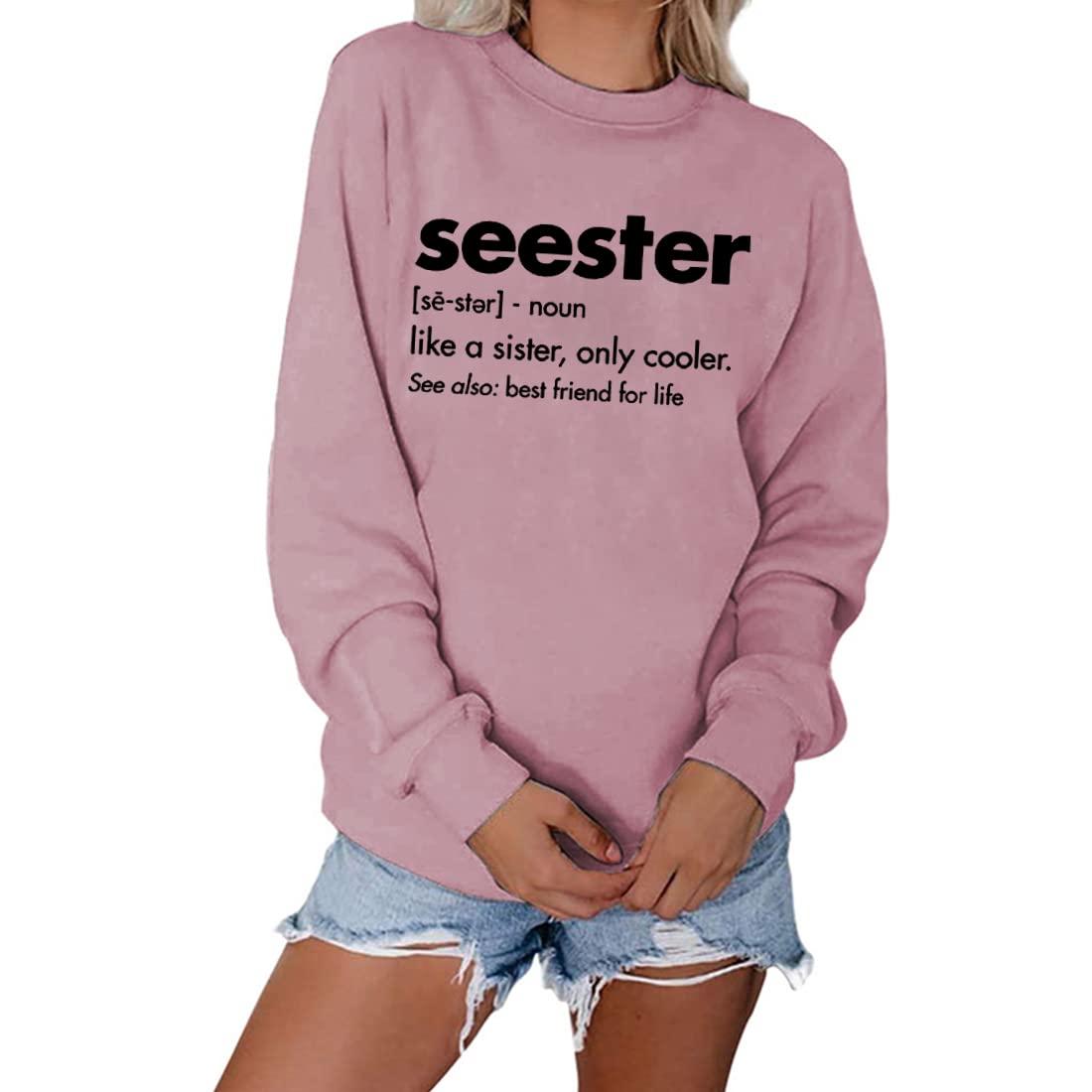 Women's Sister Graphic Sweatshirt - Casual Long Sleeve Pullover for Everyday Wear