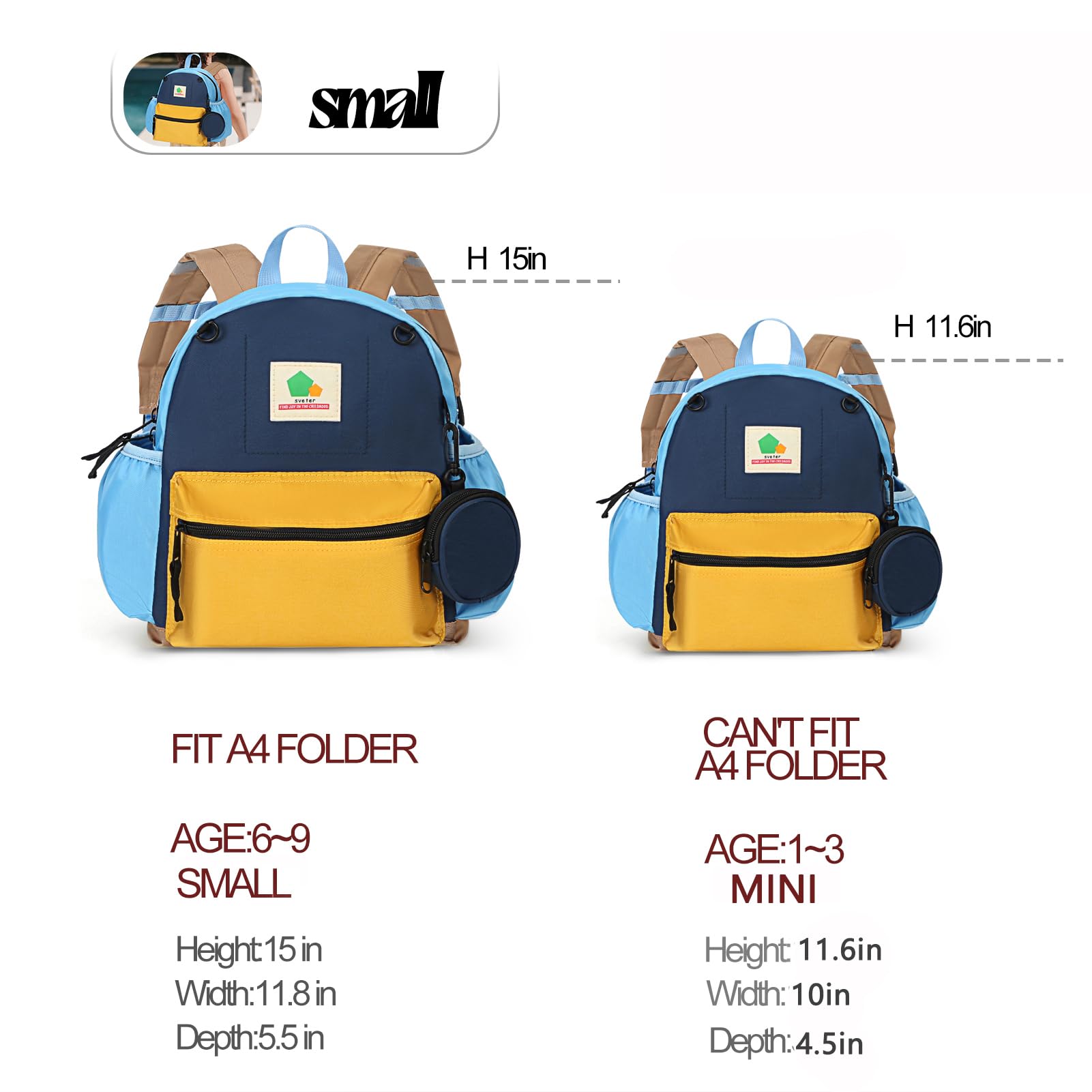 Kids Toddler Backpack for Boys & Girls - 15 Inch Small School Backpack for Kindergarten & Elementary Students - Perfect for School, Travel & Daily Use