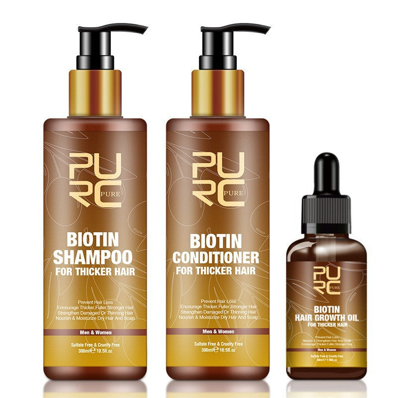 PURC Ginger Biotin Shampoo & Conditioner Set for Dry Frizzy Hair Repair with Essential Oils - Hair Care Kit for Damaged Hair Treatment at Home