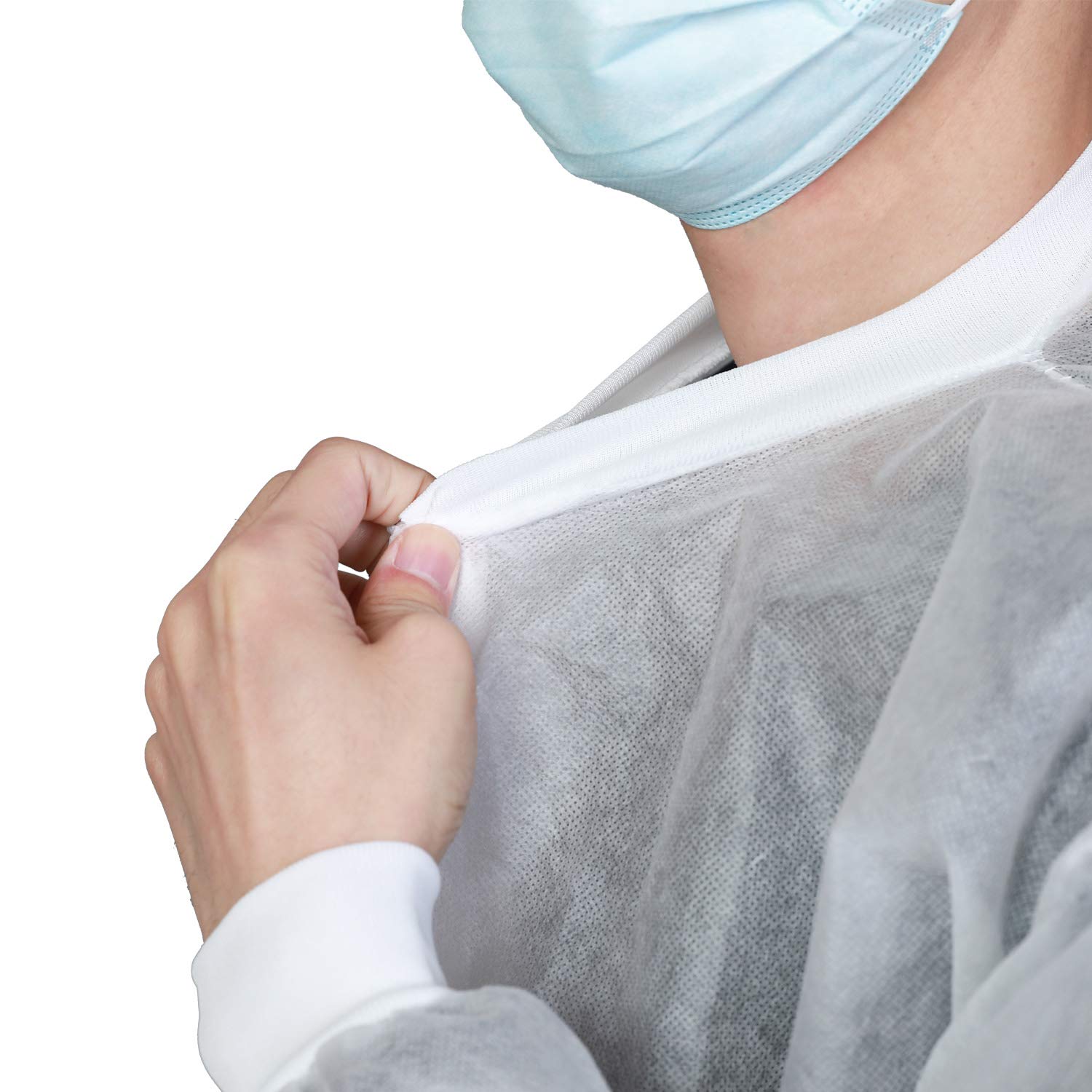 50 Pack Disposable Lab Coats for Adults - SMS Material, 2 Pockets, Knitted Collar & Cuffs (S-XXL) | Perfect for Medical Clinics, Laboratories & Cleanroom Environments