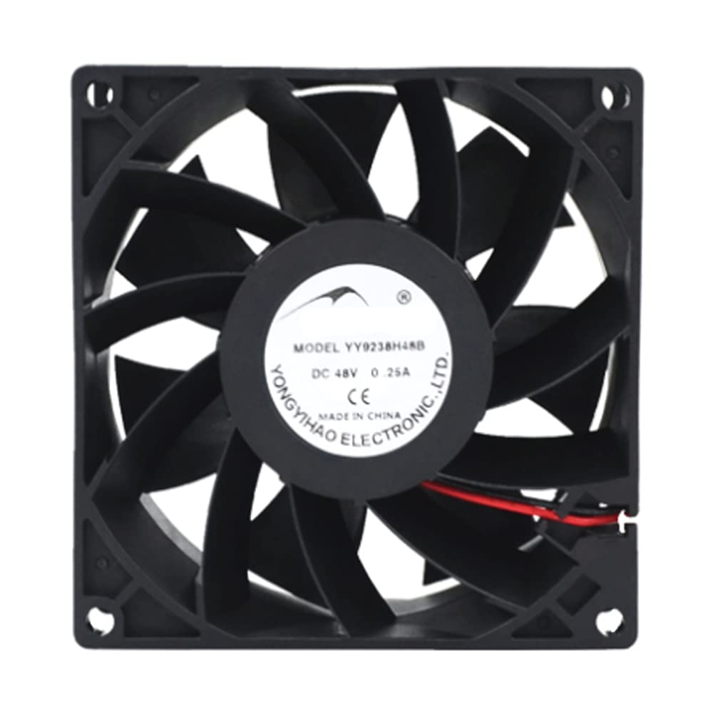 48V Brushless Cooling Fan 92x92x38mm - High Speed DC Cooling Fan with Dual Ball Bearing for Computer Case, Server, Cabinet, Electronics Cooling - 0.25A 1Pcs - Ideal for PC Builds, Gaming Rigs, and Industrial Equipment