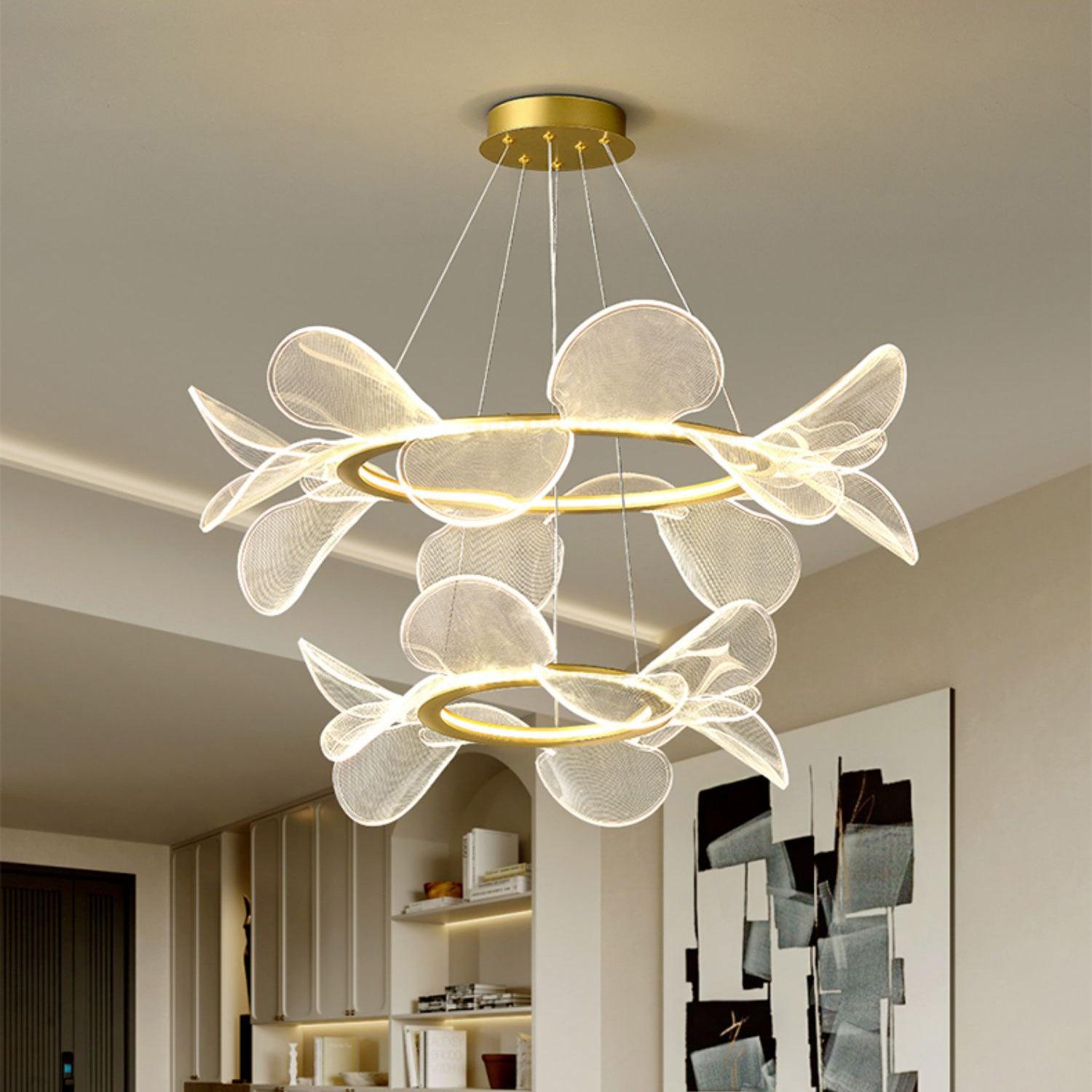 Bain Flying Flowers Chandelier - Elegant Crystal Ceiling Light Fixture for Dining Room, Living Room & Bedroom Decor | Perfect for Home, Wedding & Event Lighting