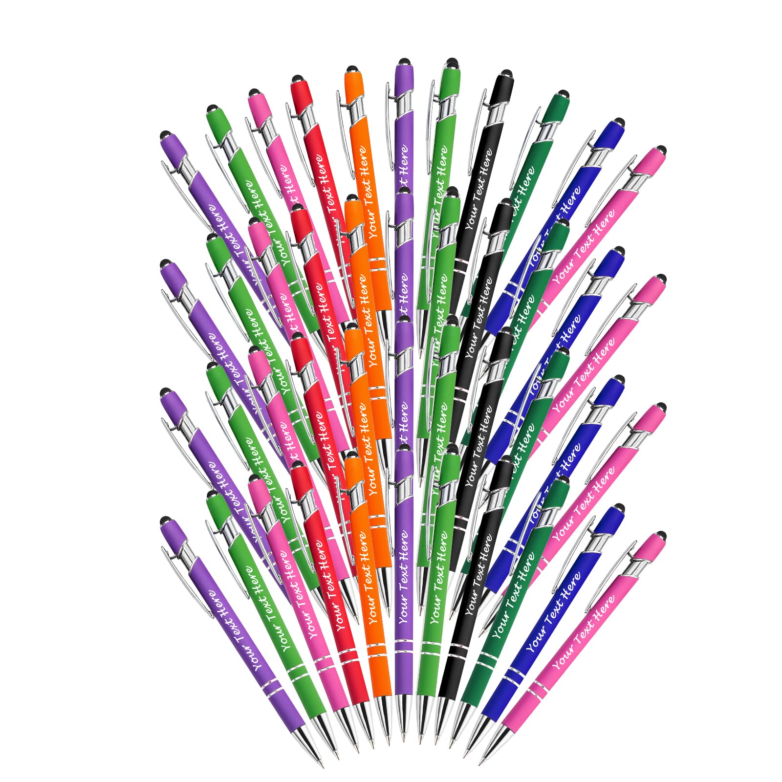 Custom Engraved Ballpoint Pens with Stylus Tip - Personalized Business Pens for Men, Women, Teachers - Bulk Order Up to 1000pcs - Perfect for Corporate Gifts, Graduations & Anniversaries