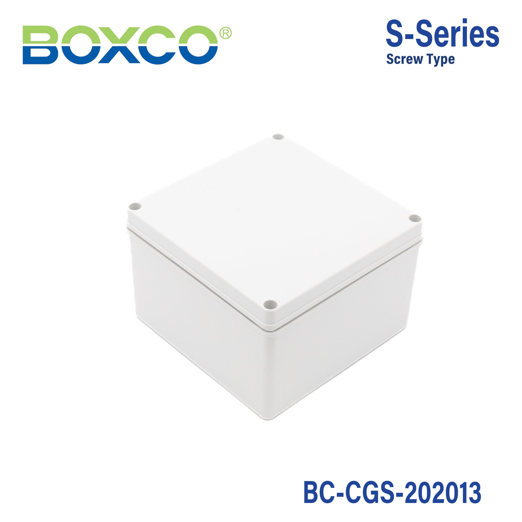 Boxco S Series 7.87 x 7.87 x 5.12 Inches (200x200x130mm) Waterproof Plastic Enclosure - IP67 Rated, IK08 Impact Resistant, Polycarbonate Grey Cover with Screw Mounting - Ideal for Outdoor Electronics, Industrial Equipment & Electrical Projects
