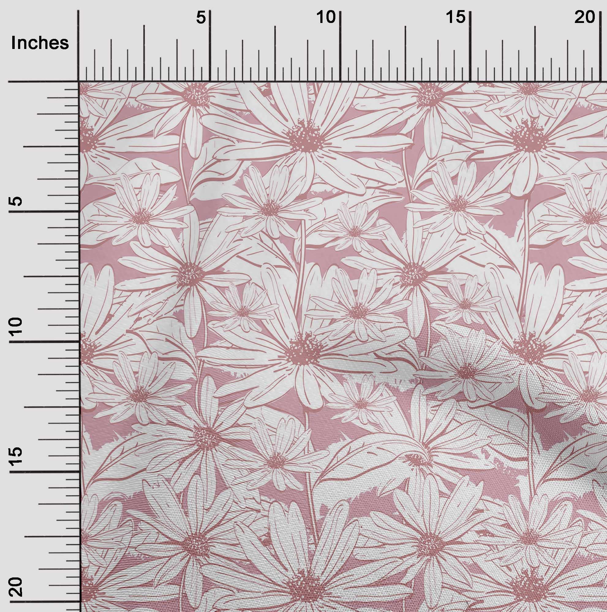 oneOone Cotton Cambric Pink Salmon Floral Print Fabric - 56 Inch Wide for DIY Clothing & Sewing Projects | Perfect for Dresses, Blouses, Quilting & Home Decor