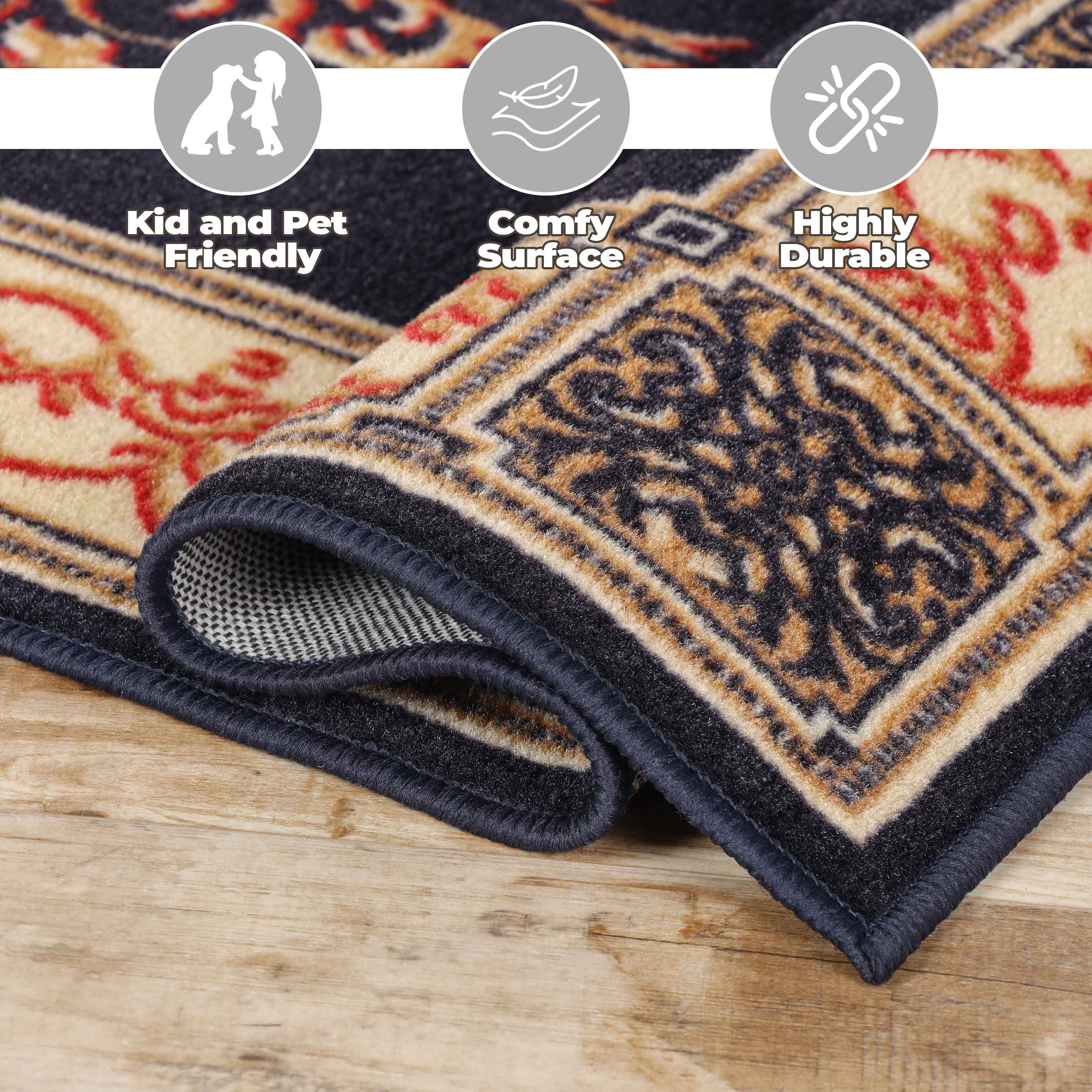 Large Medallion Modern Bohemian Indoor Area Rug or Runner - Perfect for Living Room, Bedroom, and Hallway Decor