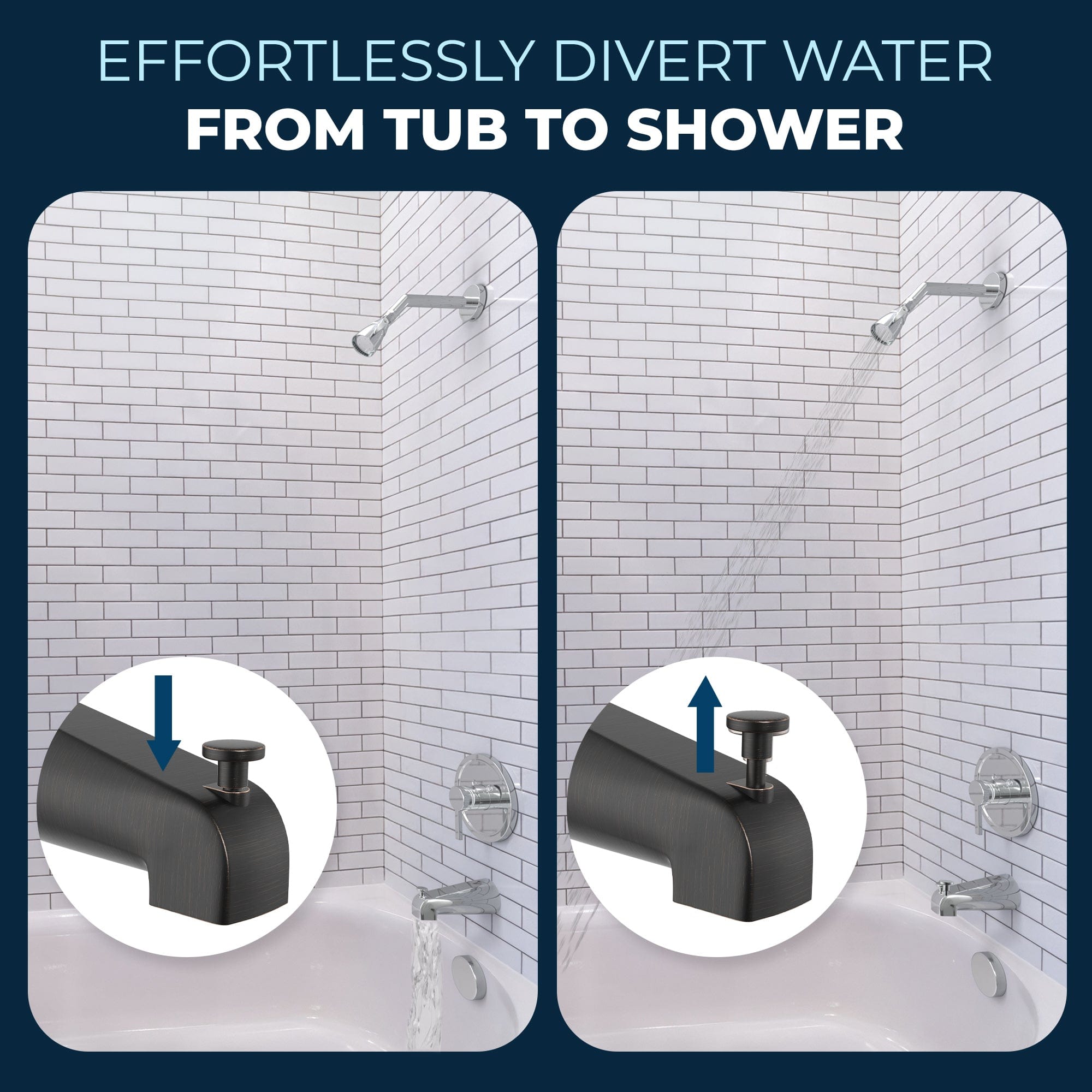 Premium All-Metal 2 Inch High Pressure Shower Head Set - Complete Bathroom Shower System with Tub Spout & Valve Trim, 2.5 GPM - Perfect for Luxurious Spa-Like Experience at Home