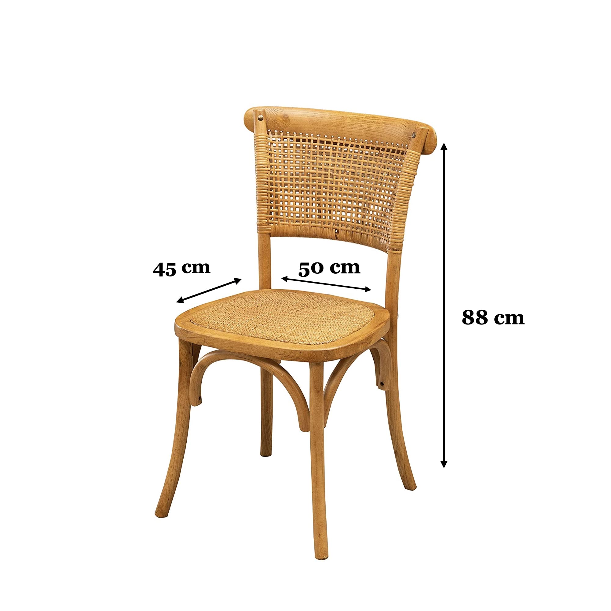 Thonet Wooden Dining Chair 88x50x45 cm - Solid Wood Kitchen Chairs, Rattan Style Dining Room Chairs for Home, Restaurant & Cafe Decor