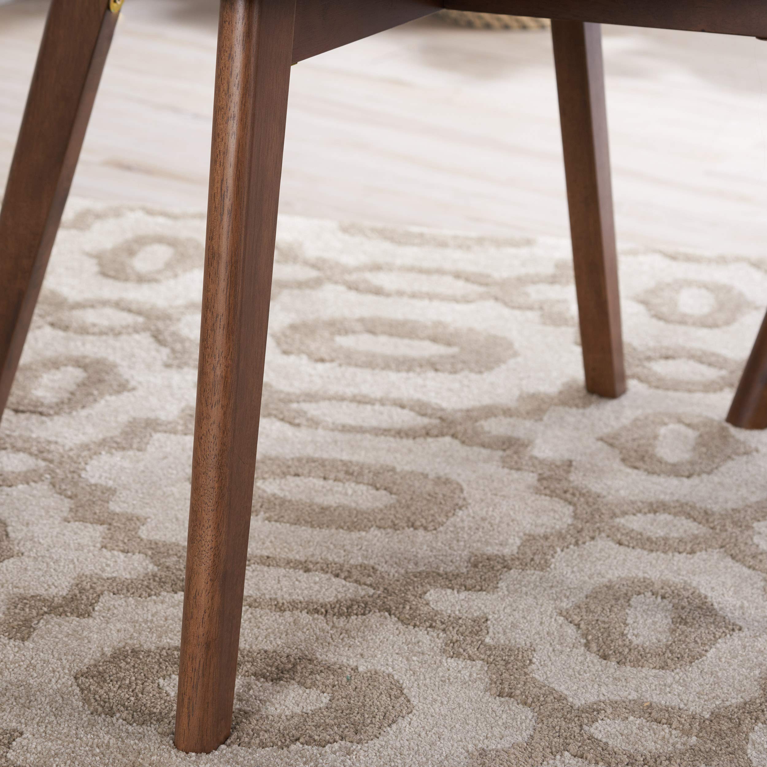 Christopher Knight Home Abrielle Mid-Century Modern Dining Chairs Set of 2 - Rubberwood Frame, Light Beige/Natural Walnut - Perfect for Dining Room, Kitchen & Home Office