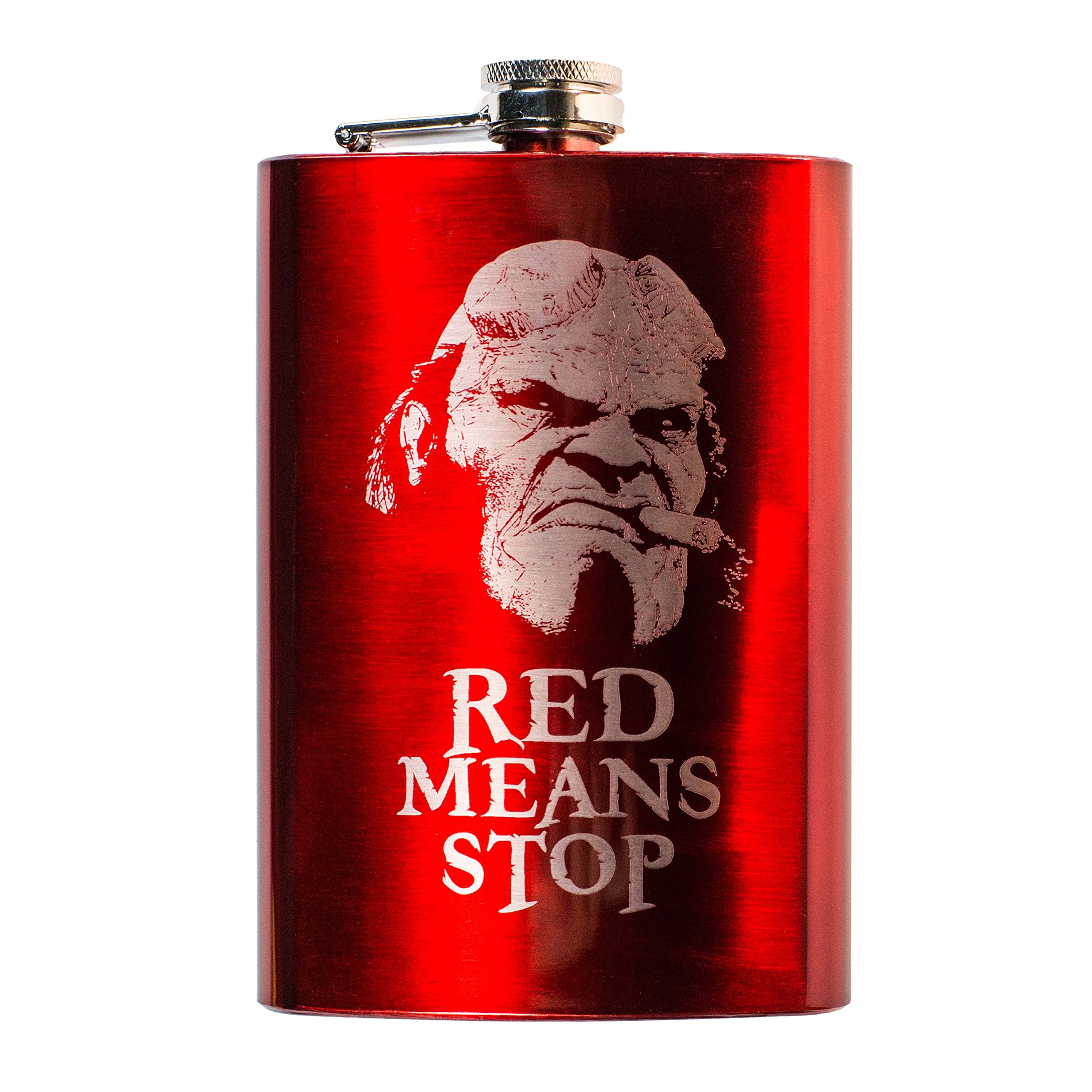 8oz Red Means Stop Flask - Stainless Steel Insulated Water Bottle for Outdoor, Gym & Travel - Leak Proof & BPA Free - Perfect for Hiking, Workouts & Commuting | Great for Camping, Office & Sports Activities | Ideal for Hydration During Workouts, Travel & Daily Use