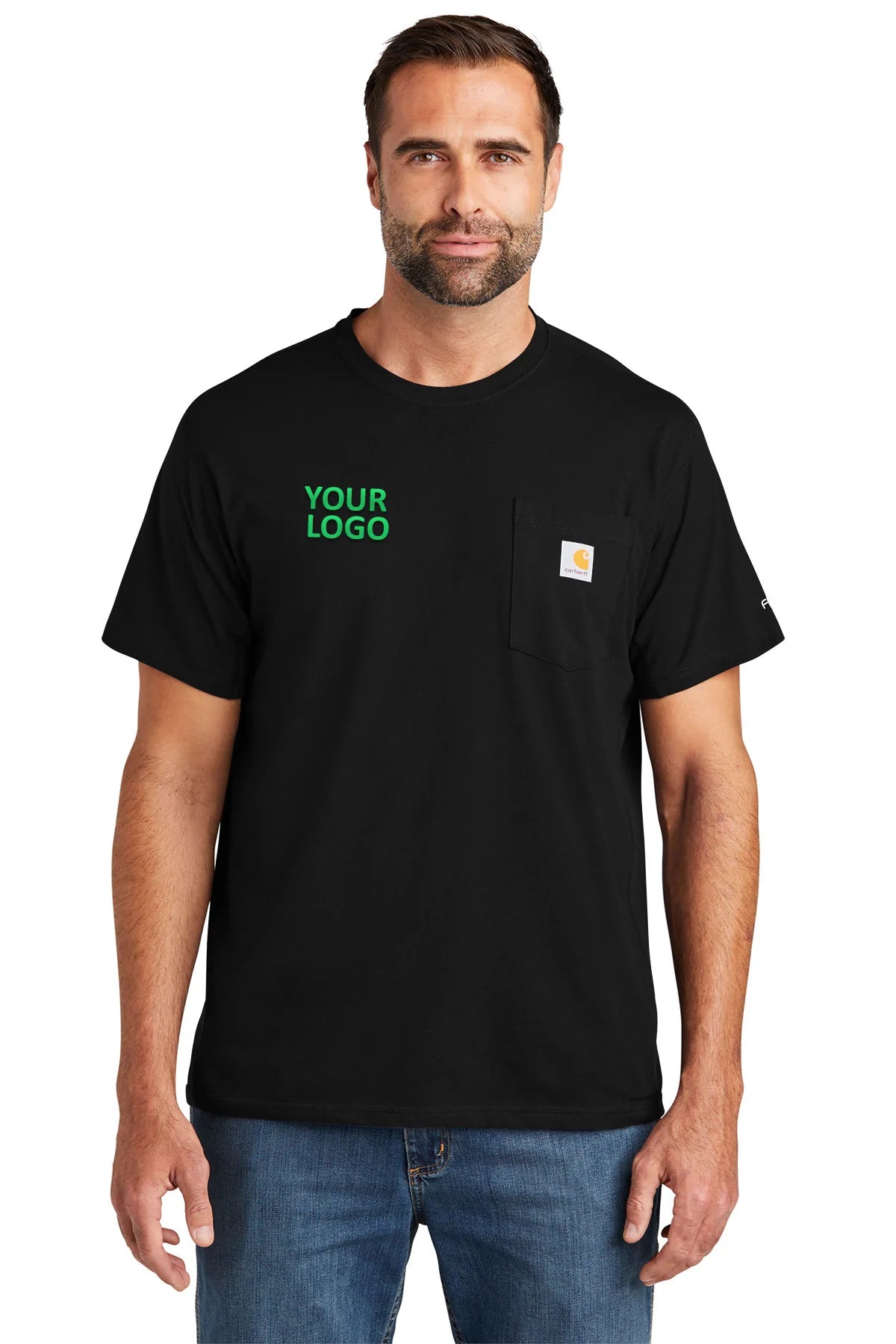Carhartt Force Custom Pocket T-Shirt for Men - Durable Work Shirt with Utility Pockets - Black Cotton Tee for Construction, Outdoor Work & Casual Wear