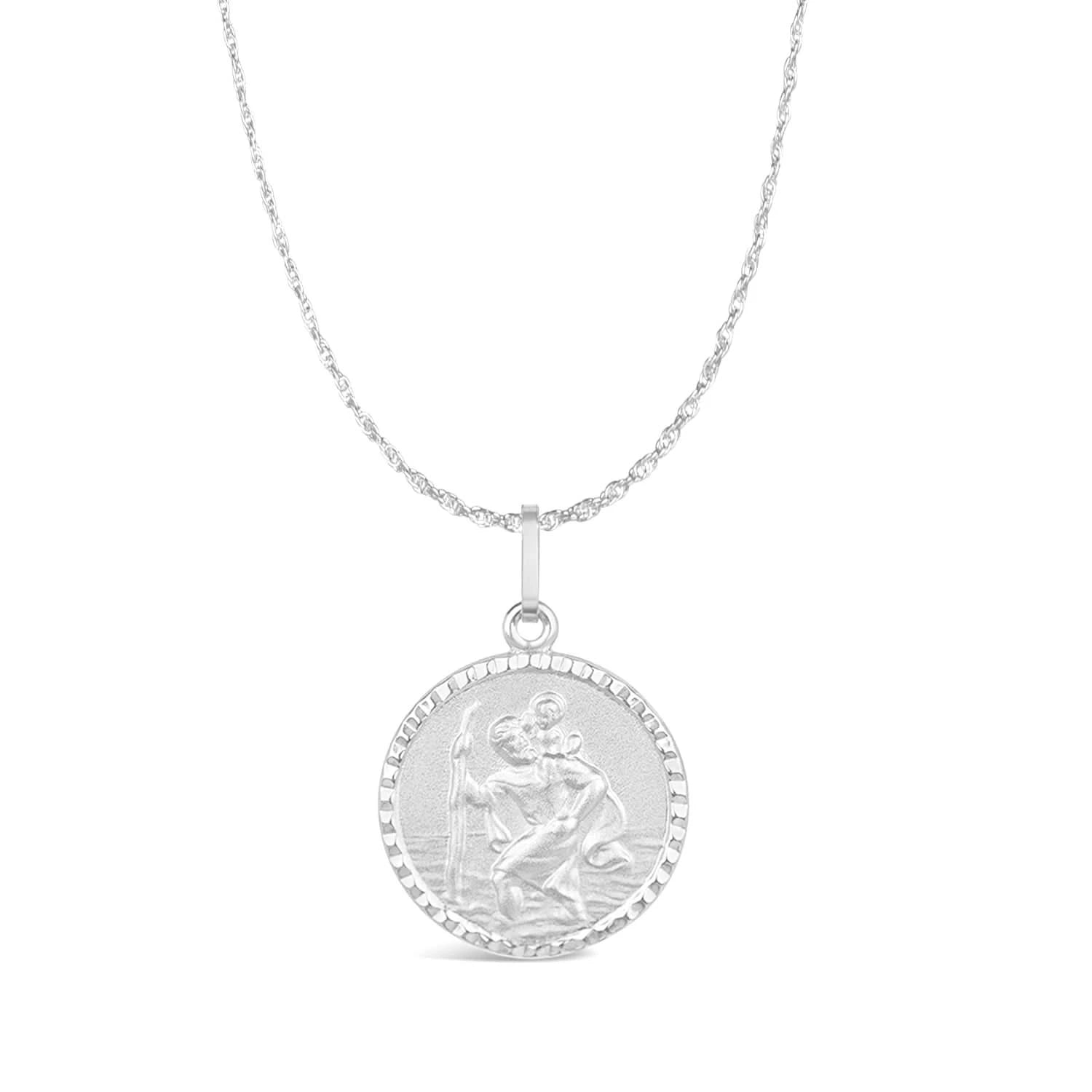 St. Christopher Necklace for Men - Solid Sterling Silver with Custom Engraving - Religious Jewelry for Protection & Travel Blessings