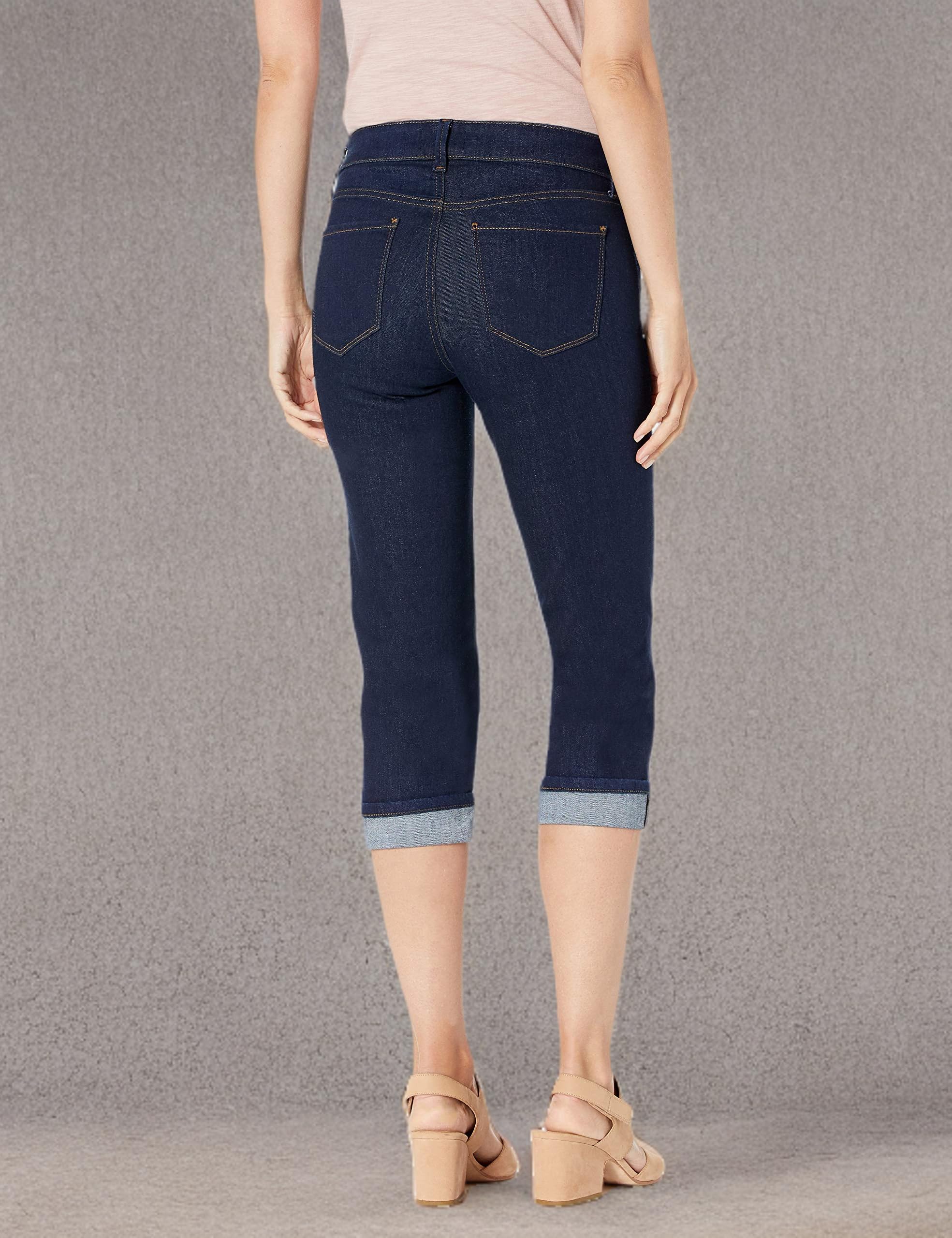 NYDJ Women's Marilyn Straight Crop Cuff Jeans - Slimming High Waist Stretch Denim Pants for Petite & Regular Sizes | Perfect for Work, Casual Outfits & Date Night