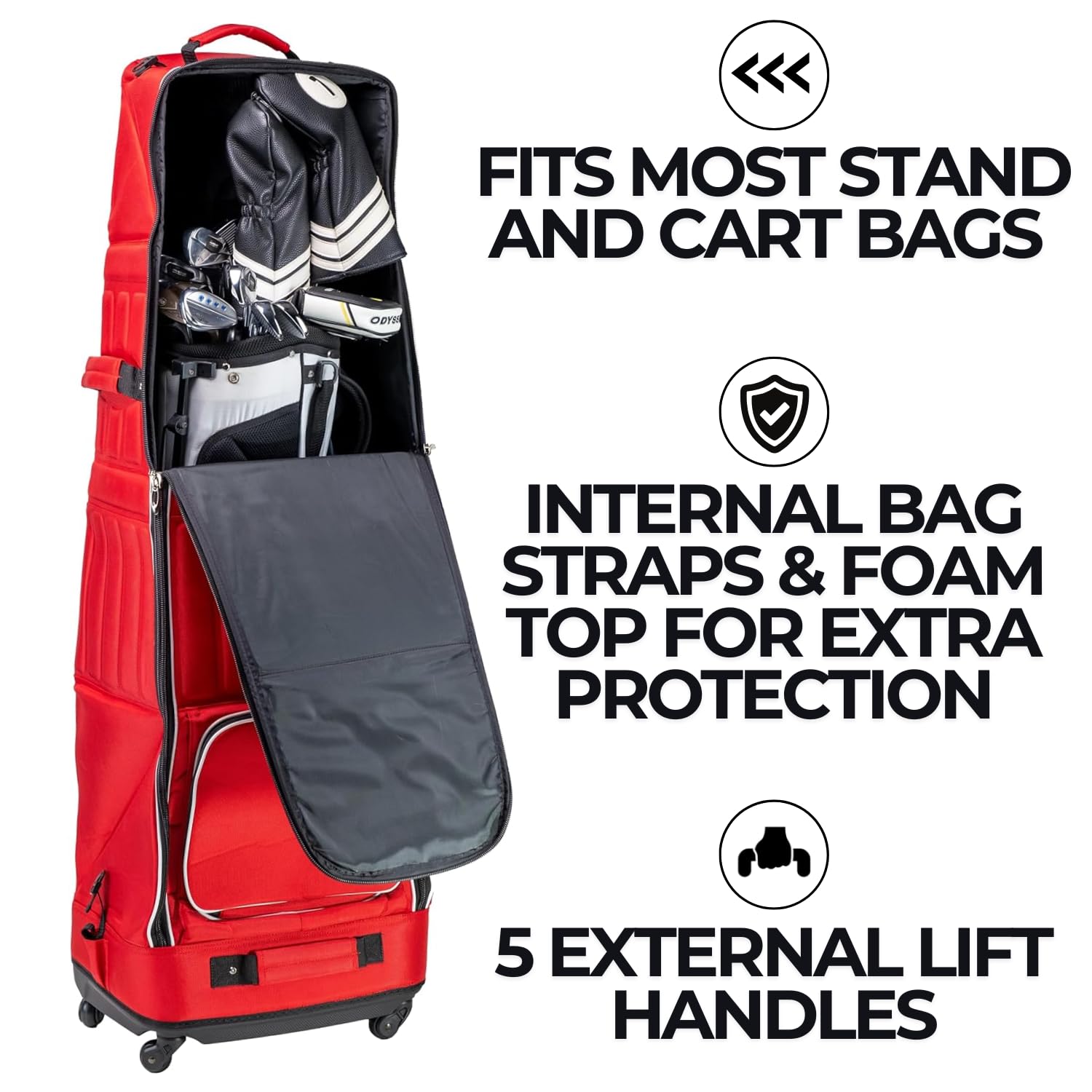 Izzo Golf Travel Bag - Durable Golf Club Travel Cover Case with Wheels for Easy Transport | Perfect for Air Travel & Golf Trips