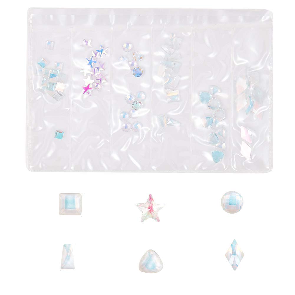 Beadthoven 180pcs Multi-Shaped Iridescent AB Nail Art Rhinestones - 3D Resin Crystal Gem Stones & Cabochon Beads for DIY Nail Art, Jewelry Making, Crafts (Clear AB-2) - Perfect for Manicures, Wedding Nails, and Handmade Jewelry Designs