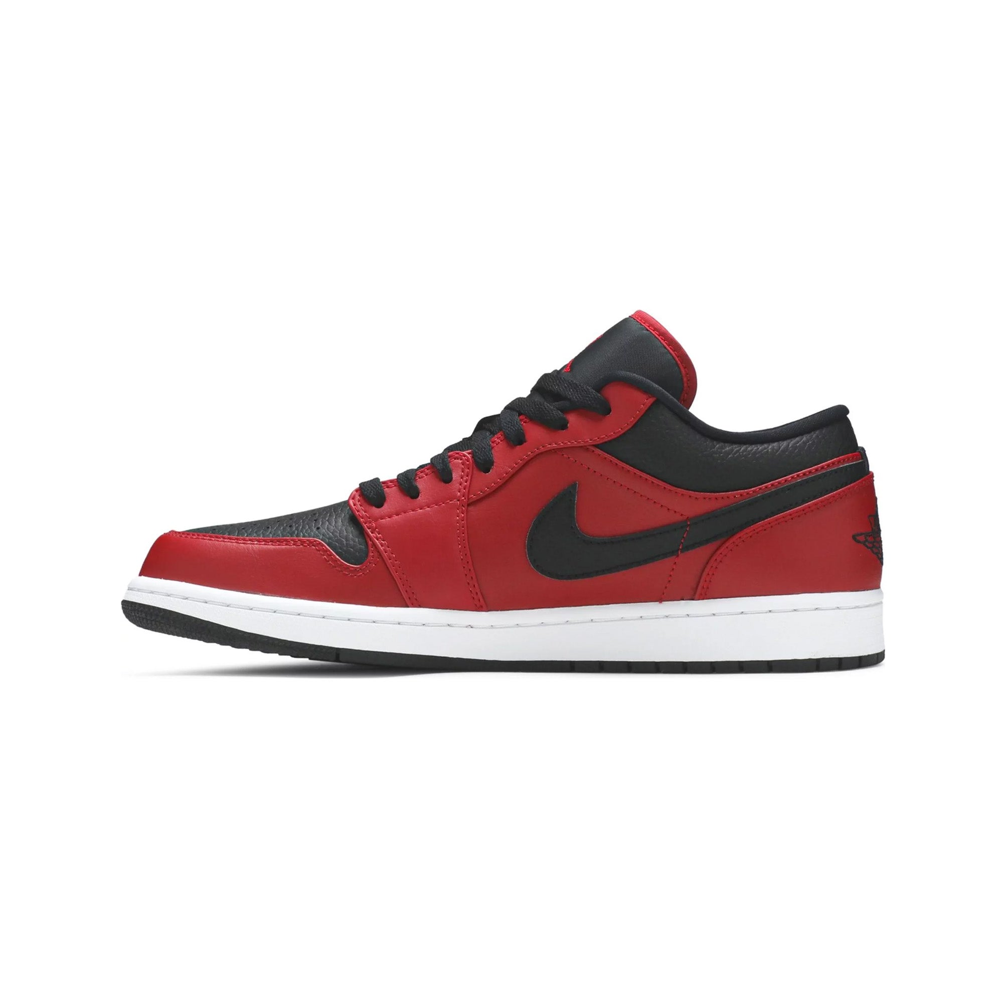 Air Jordan 1 Low 'Reverse Bred Pebbled Swoosh' Sneakers (2021) - Men's Basketball Shoes for Casual Wear & Street Style