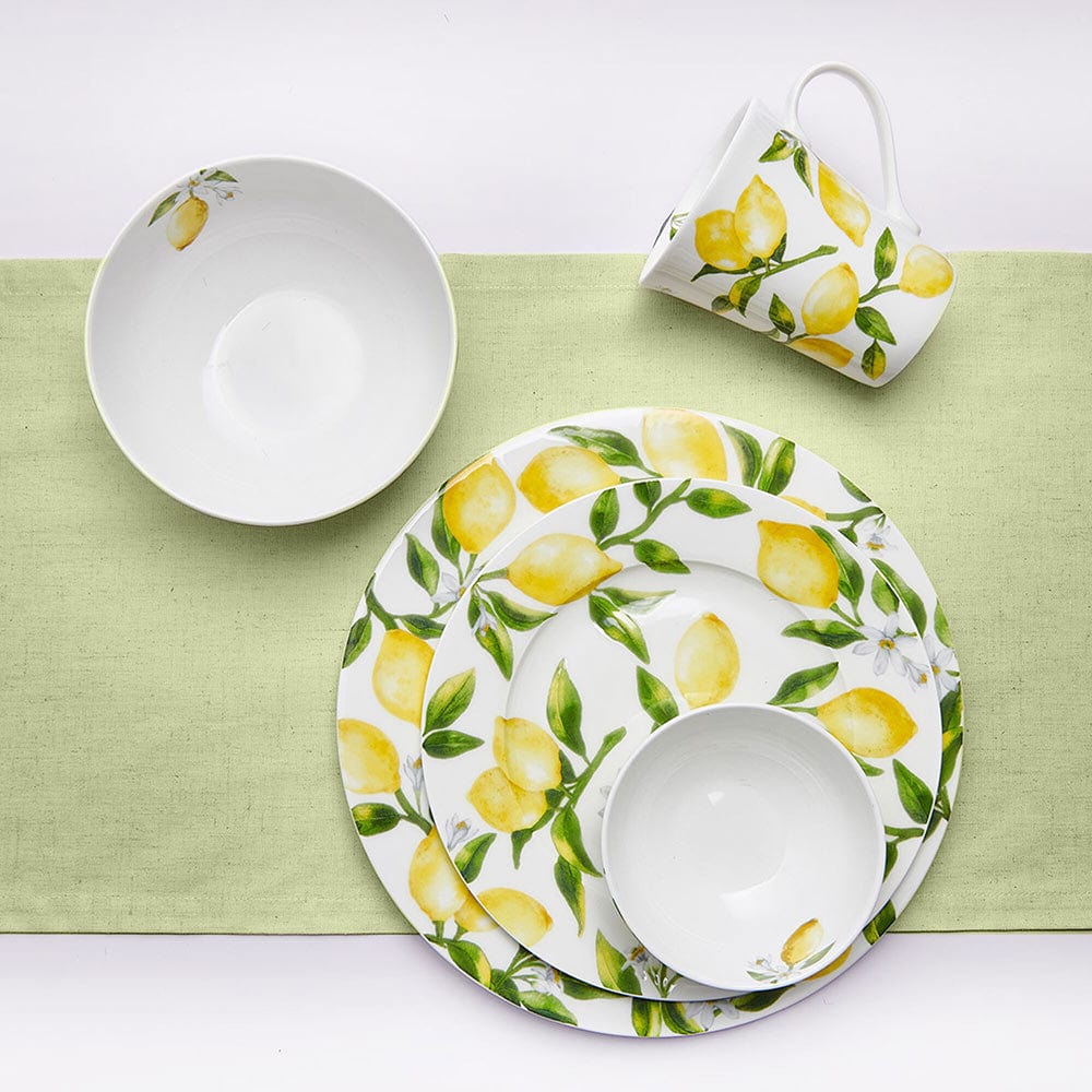 40-Piece Lemon-Themed Dinnerware Set - Service for 8 - Modern Porcelain Tableware for Family Dinners, Parties & Restaurant Use