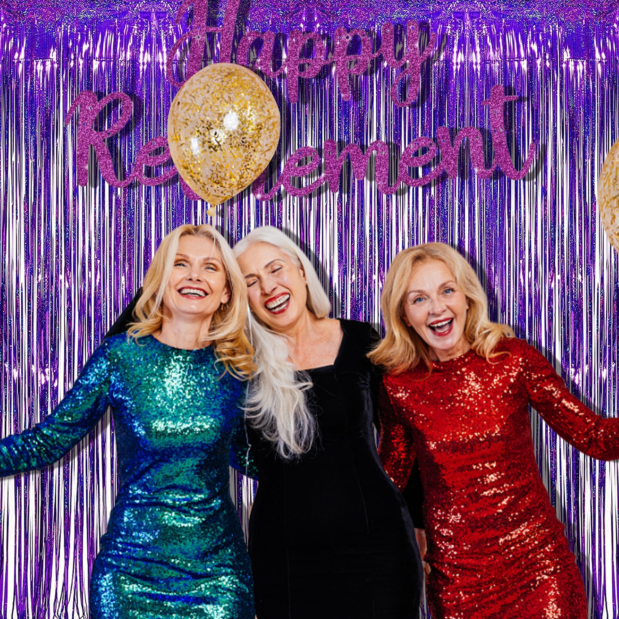 BRAVESHINE Purple Tinsel Foil Fringe Curtains - 2 Pack 3.2x8.2ft Metallic Party Decorations for Halloween, Birthday, Valentine's Day, Bridal Shower, Bachelorette, Anniversary & Engagement Parties | Photo Booth Backdrop, Room Decor, Event Supplies