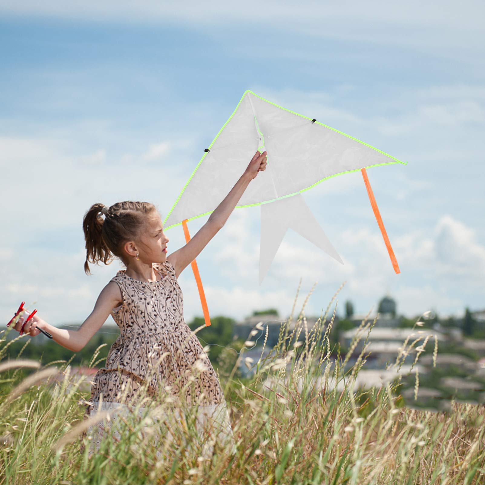 DOITOOL 4 Sets DIY Painting Blank Kites for Kids with Swivel Line - 100X60cm Outdoor Flying Toys for Boys & Girls - Perfect for Park, Beach, Grassland Activities and Birthday Gifts