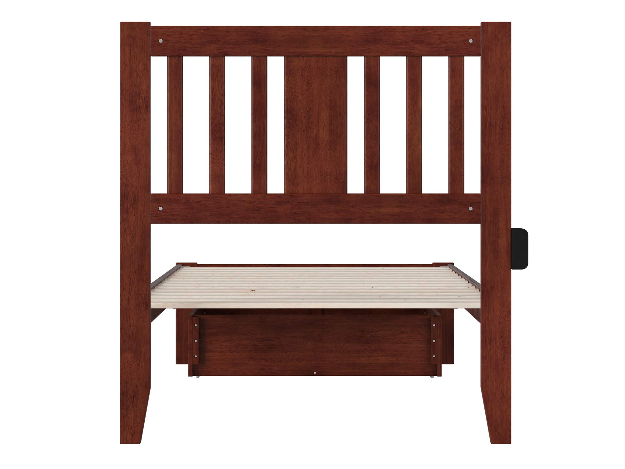 AFI Tahoe Twin XL Size Platform Bed with Foot Drawer & USB Charging Station - Walnut Finish, Space-Saving Storage Bed Frame for Small Bedrooms, Dorms & Guest Rooms