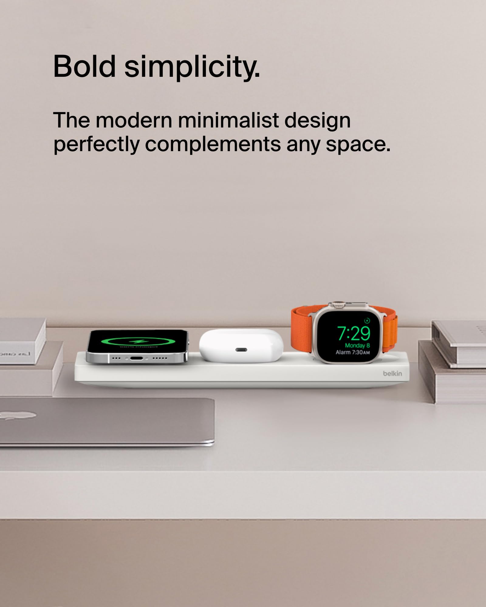 Belkin 3-in-1 MagSafe Charger for iPhone 14/13/12, Apple Watch & AirPods - Fast Wireless Charging Station for Home & Office