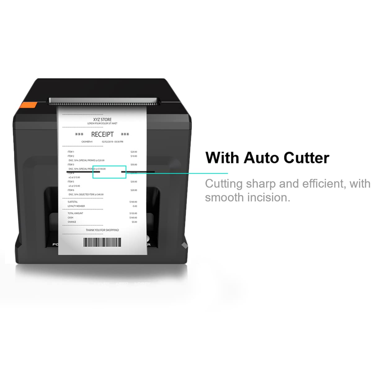80mm 3 Inch POS Thermal Receipt Printer with Auto Cutter - Commercial Kitchen & Restaurant Bill Printer with LAN/USB Connectivity, Cash Drawer Support (Not Compatible with Square/Doordash/Uber Eats) - Perfect for Fast Food Restaurants, Cafes, and Retail Stores