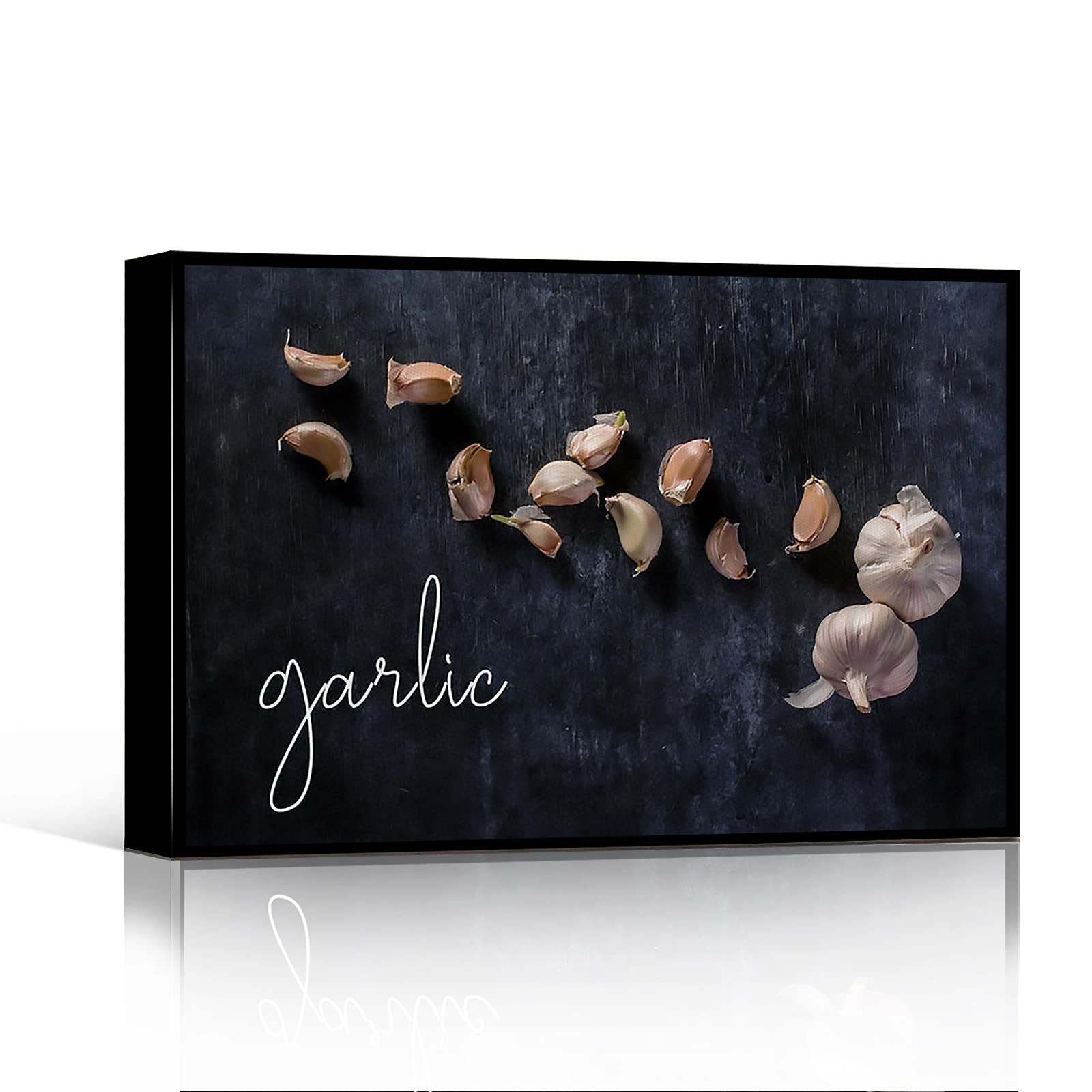 Rustic Garlic Cloves Canvas Wall Art Print - 8x12 Inch Framed Kitchen Decor for Farmhouse, Lodge, Restaurant, Cafe & Dining Room