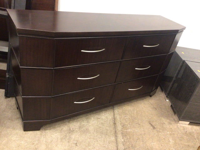 Dark Wood Six Drawer Dresser - Solid Wood Bedroom Chest of Drawers for Storage | Perfect for Master Bedroom, Guest Room & Nursery Organization